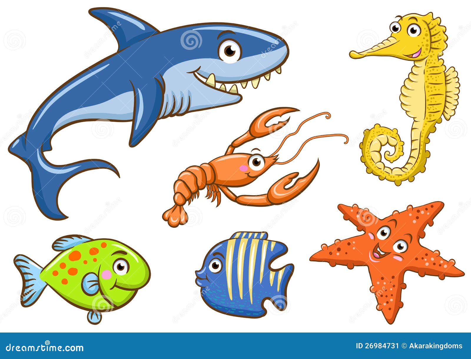 Animais aquáticos ilustração do vetor. Ilustração de vetor - 26984731, image size:1600x1221