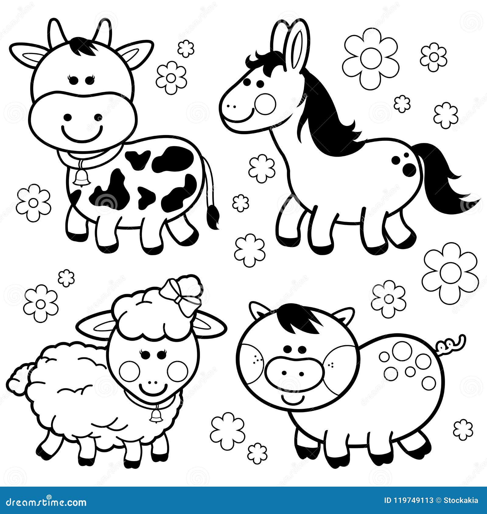 Desenhos para colorir, desenhar e pintar : Desenhos de animais para colorir,  cavalos e vacas