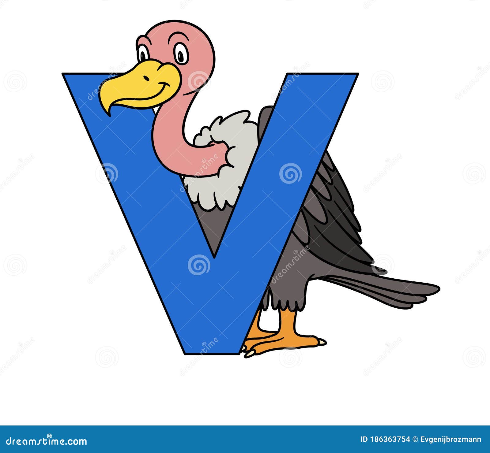 Animal Alphabet. Capital Letter V, Vulture. Illustration Stock Vector -  Illustration of letter, clipart: 186363754