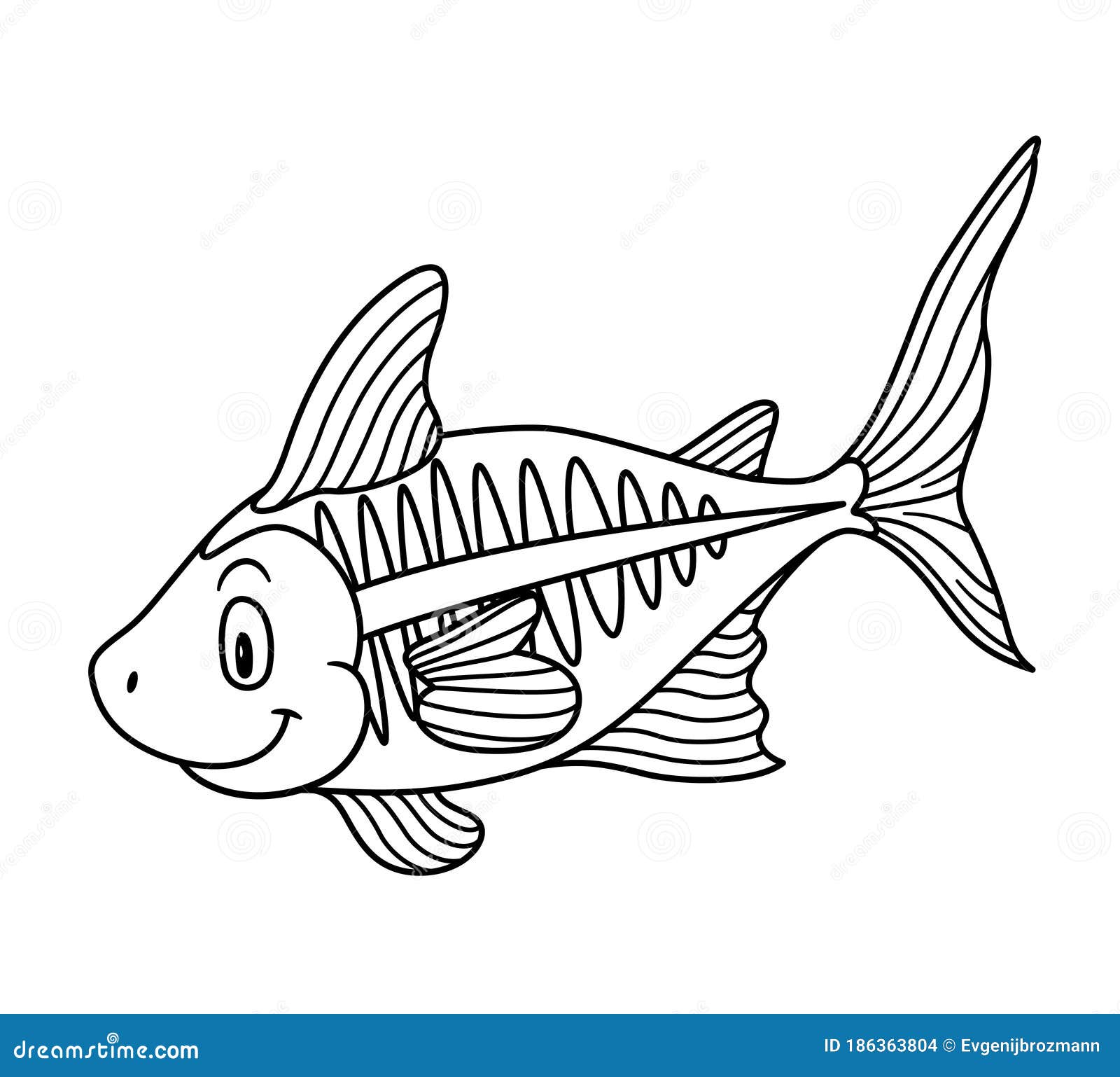 Cartoon Animal X-Ray Fish. Illustration. For Pre School Education