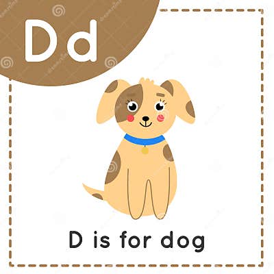 Learning English Alphabet for Kids. Letter D. Cute Cartoon Dog. Stock ...