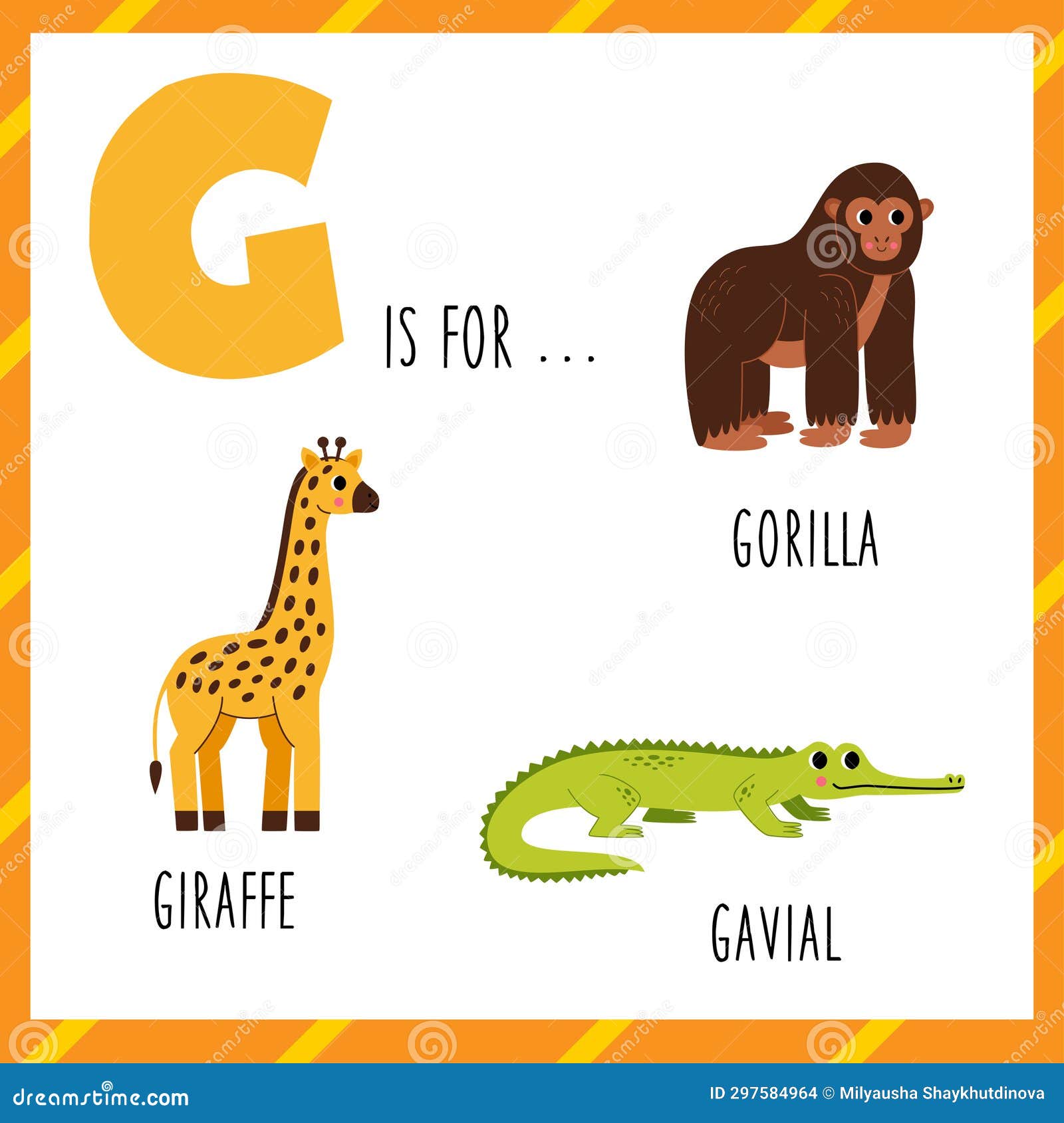 Learning English Alphabet for Kids. Letter G. Cute Cartoon Gorilla ...