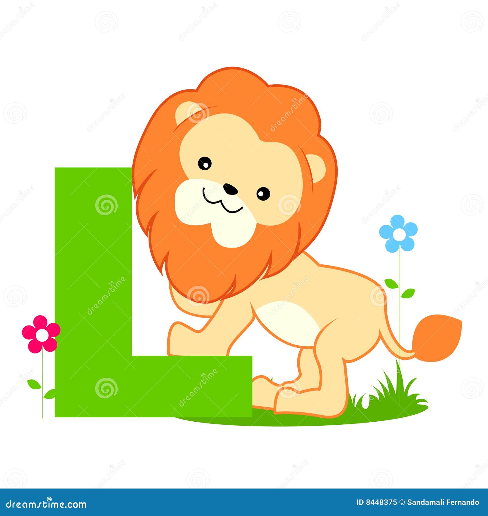 Animal alphabet L stock vector. Illustration of colorful - 8448375