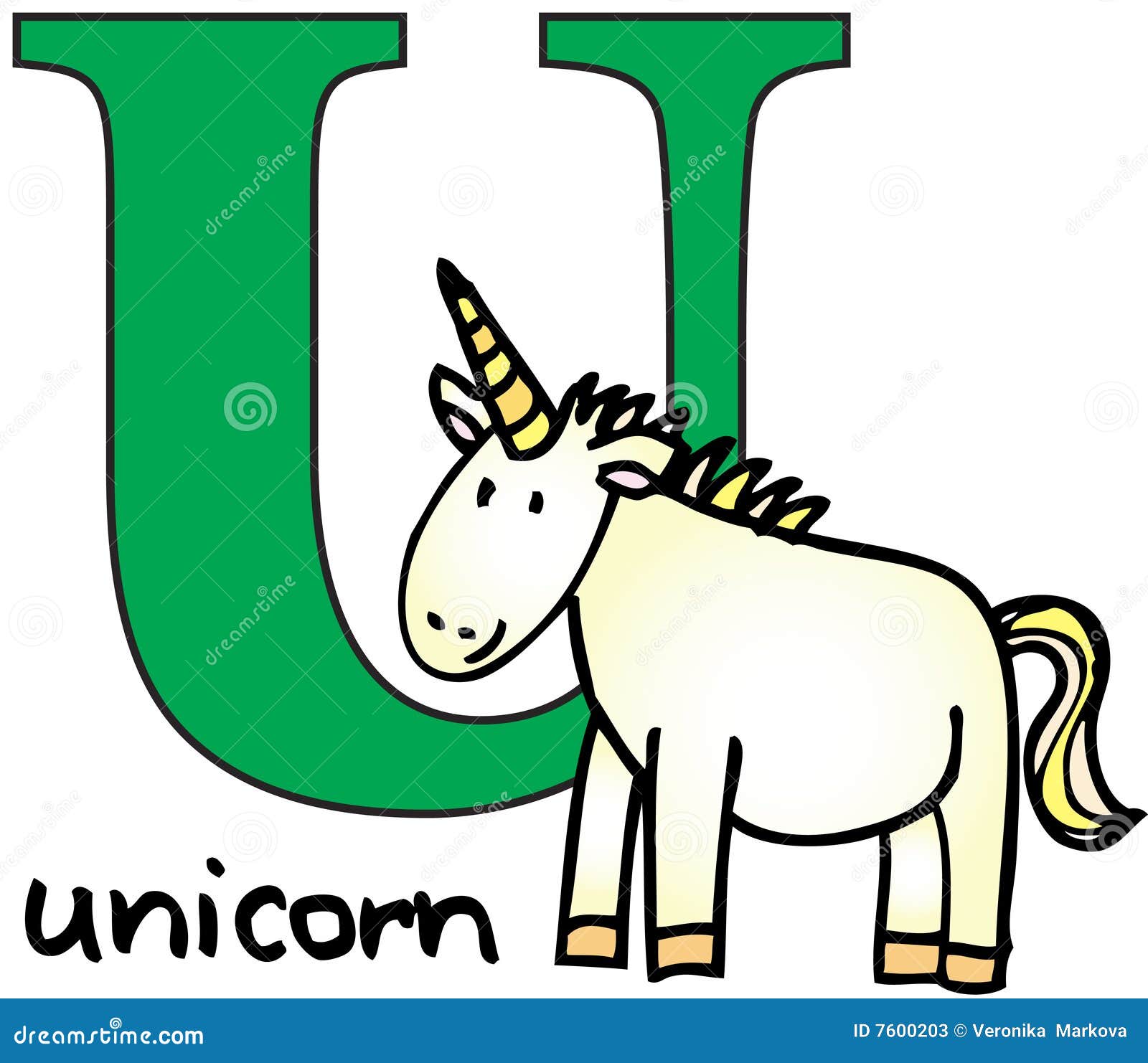 Animal Alphabet U (unicorn) Stock Vector - Illustration of drawn, alphabet:  7600203