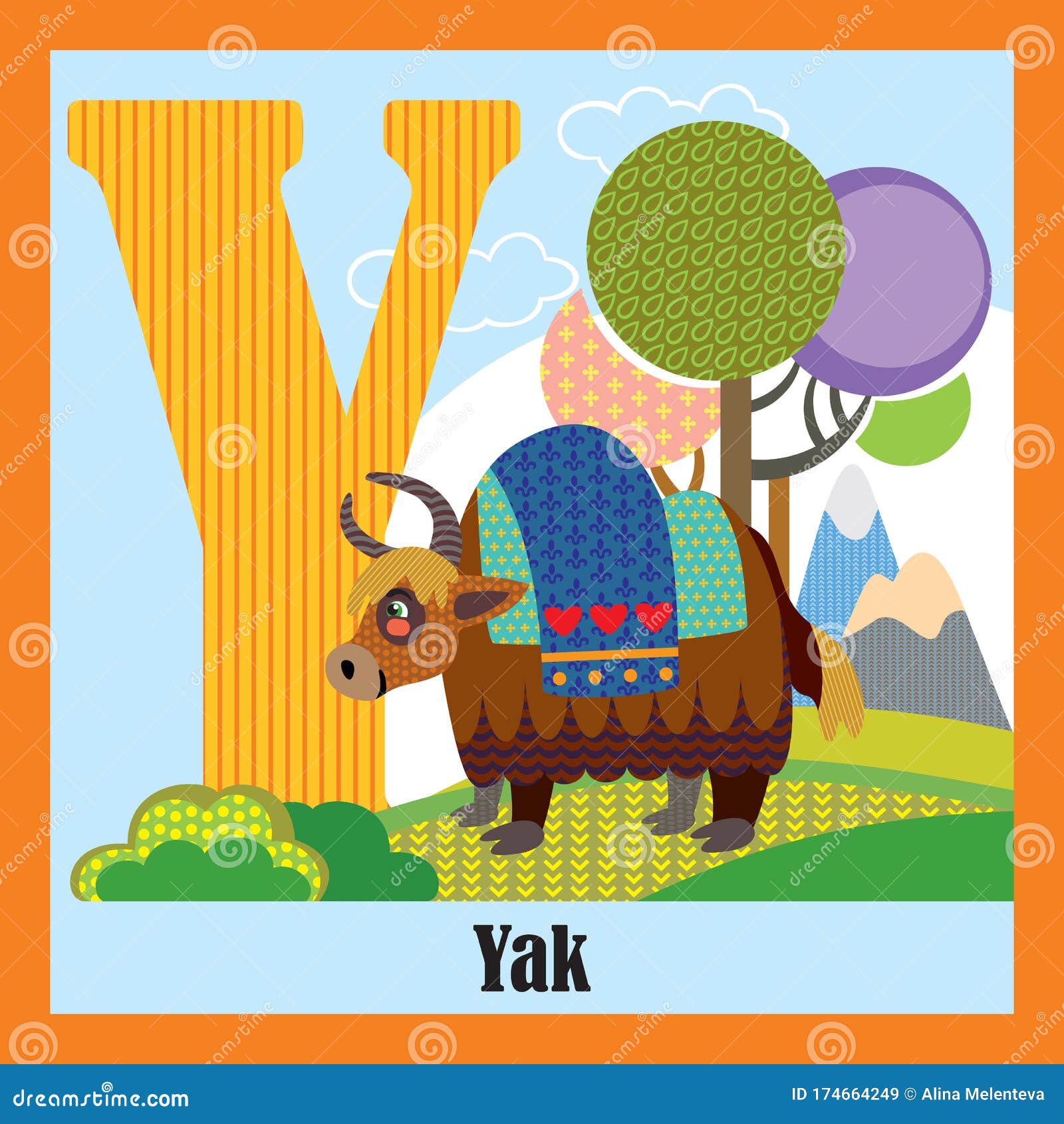 Animal Qui Commence Par Y Animal alphabet Y stock vector. Illustration of color - 174664249
