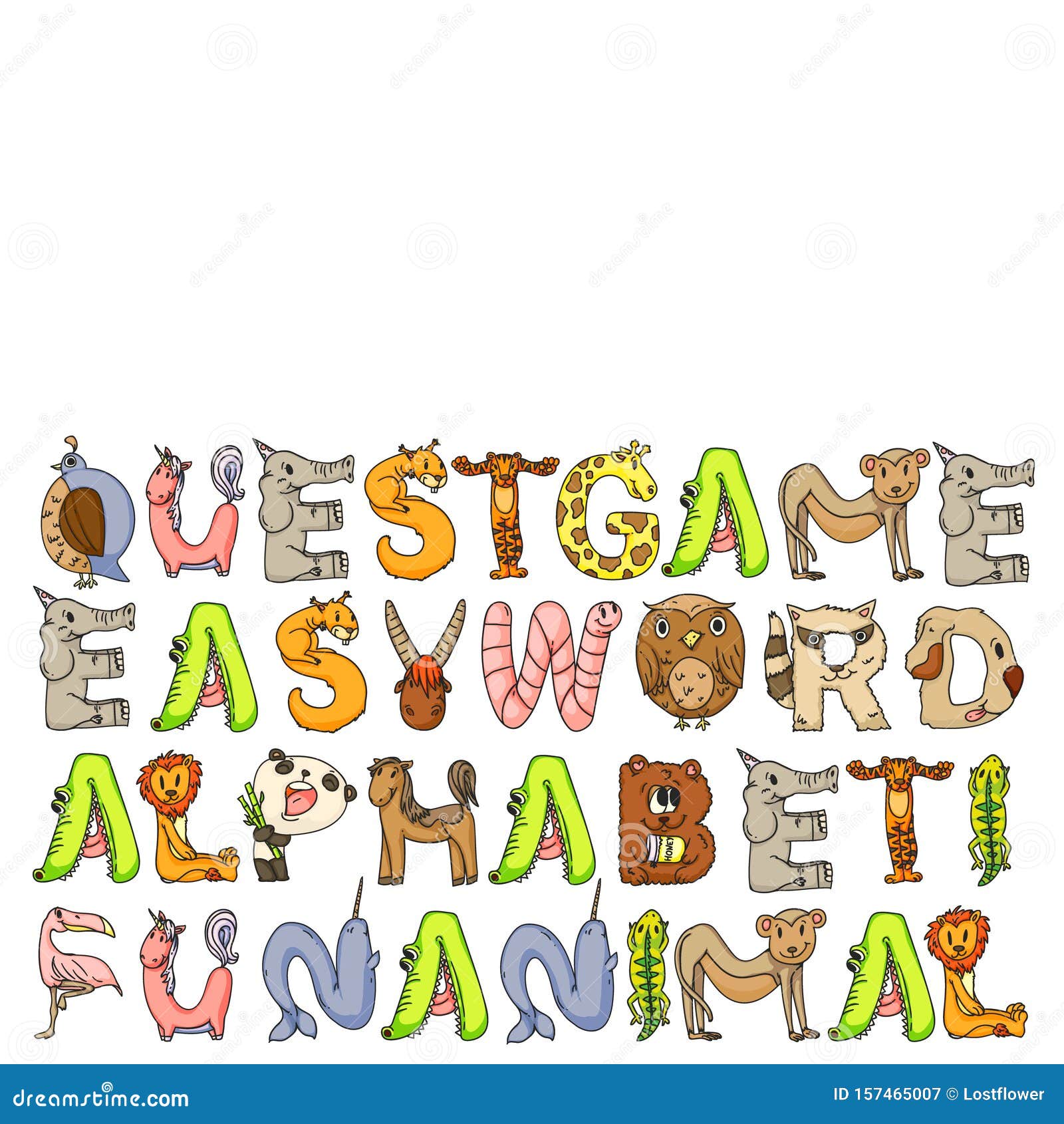 Animal Alphabet Zoo Alphabet Letters From A To Z Cartoon Cute