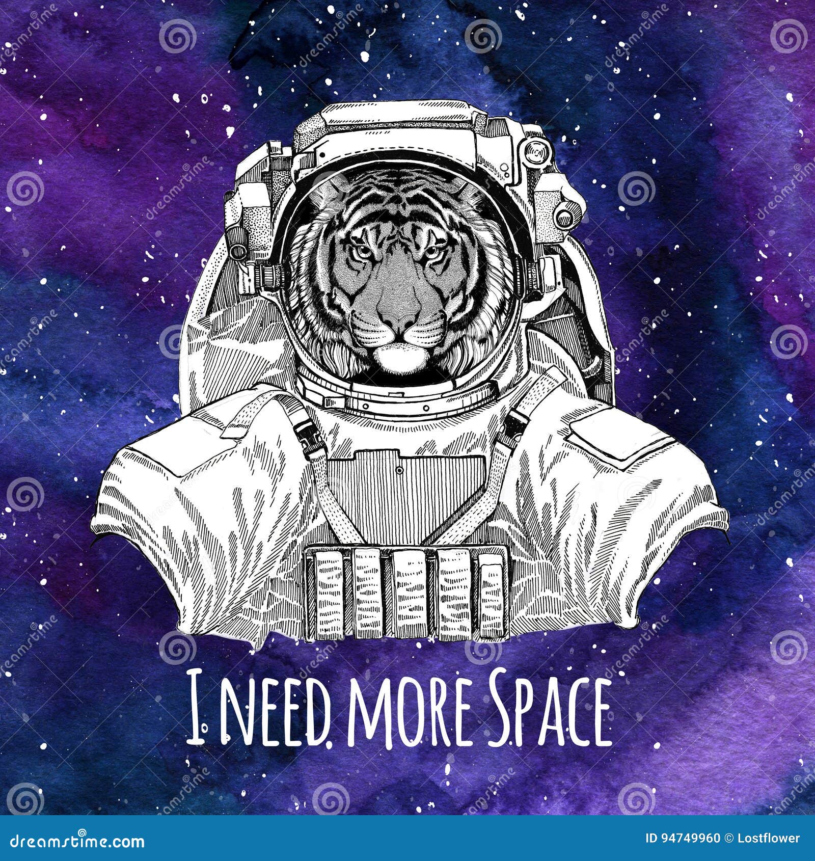 Animal Astronaut Wild Tiger Wearing Space Suit Galaxy Space Background with  Stars and Nebula Watercolor Galaxy Stock Illustration - Illustration of  patch, animal: 94749960