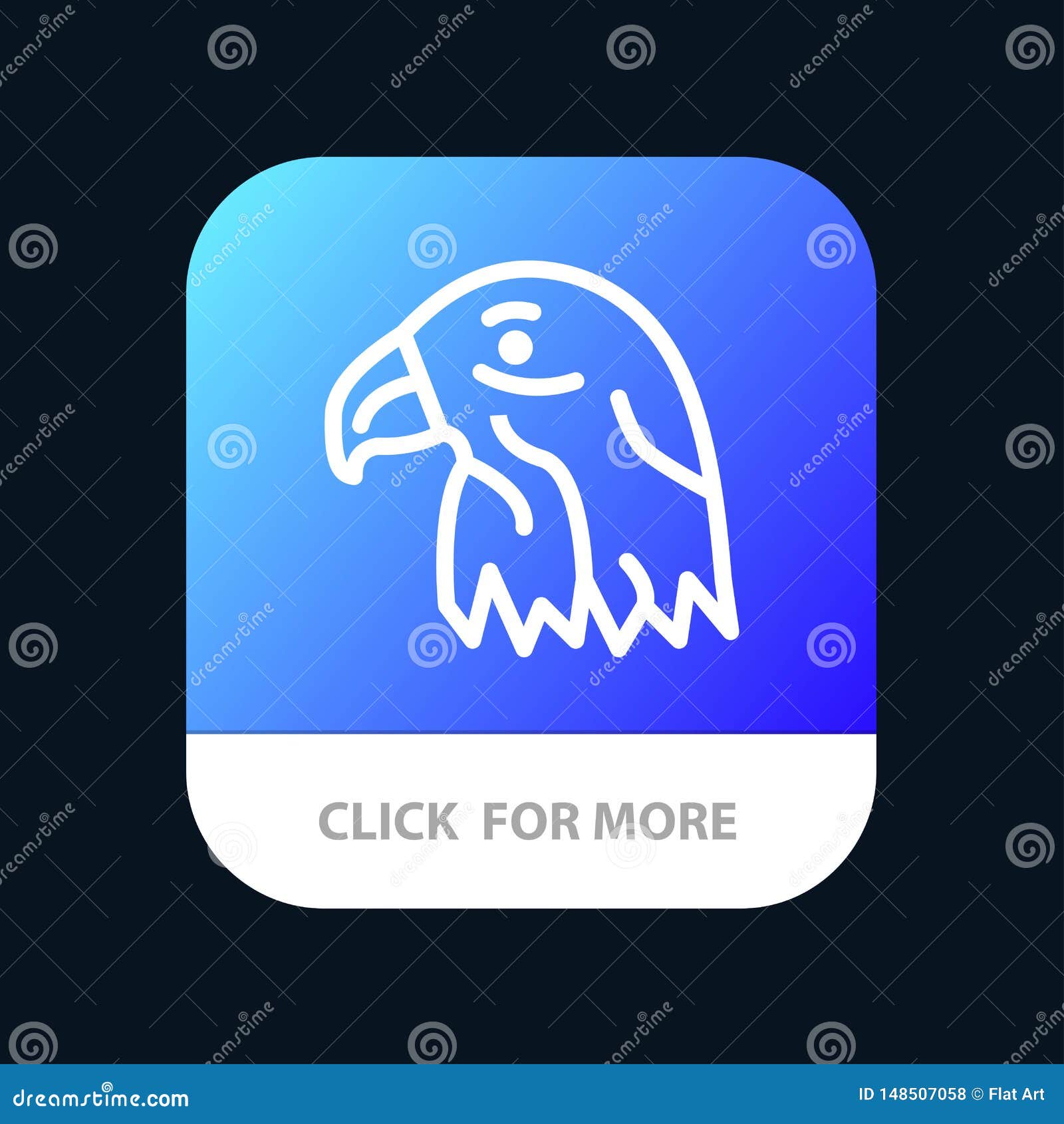 animal, bird, eagle, usa mobile app button. android and ios line version