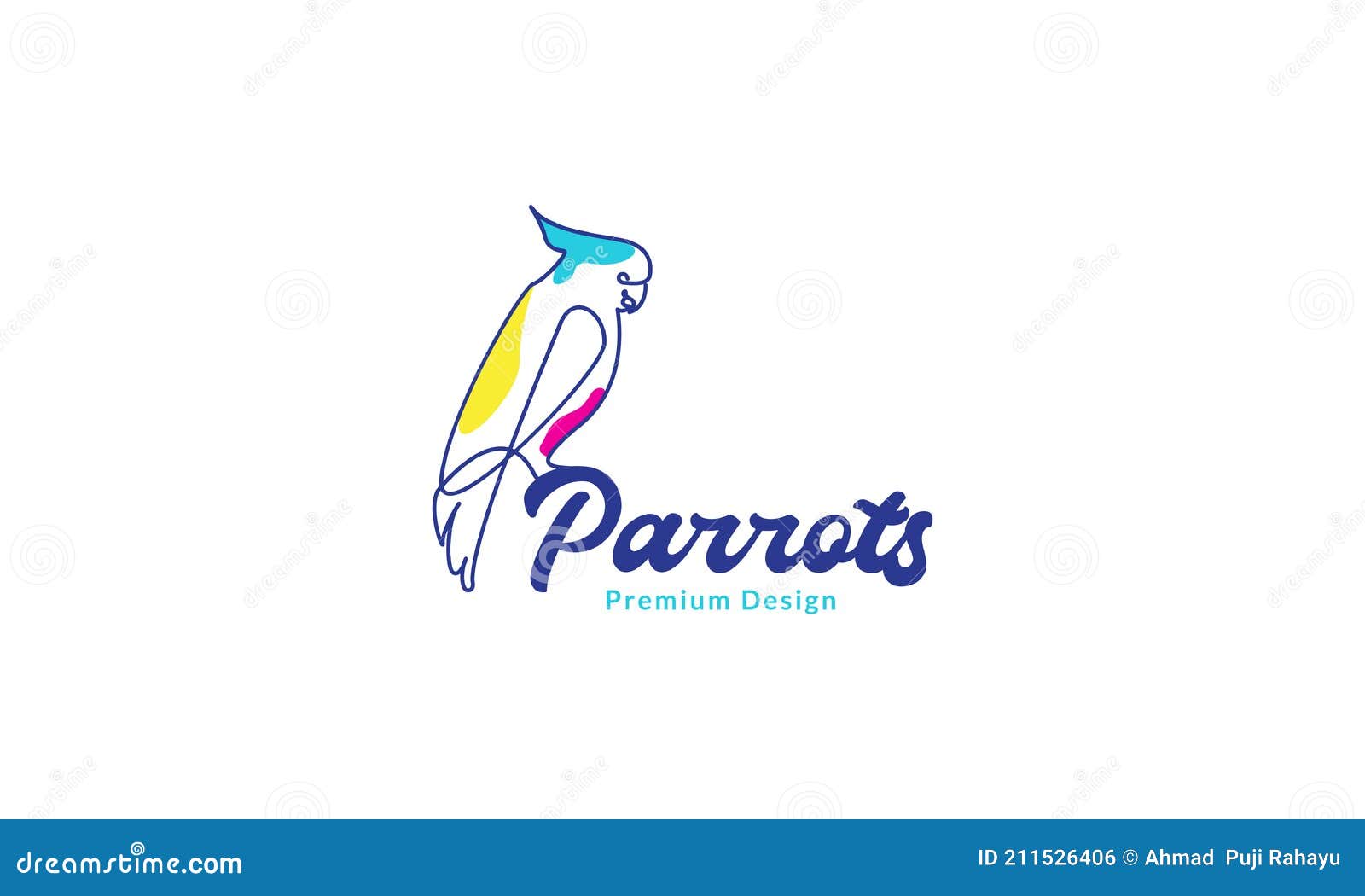 animal bird parrots lines art colorful abstract logo    icon 
