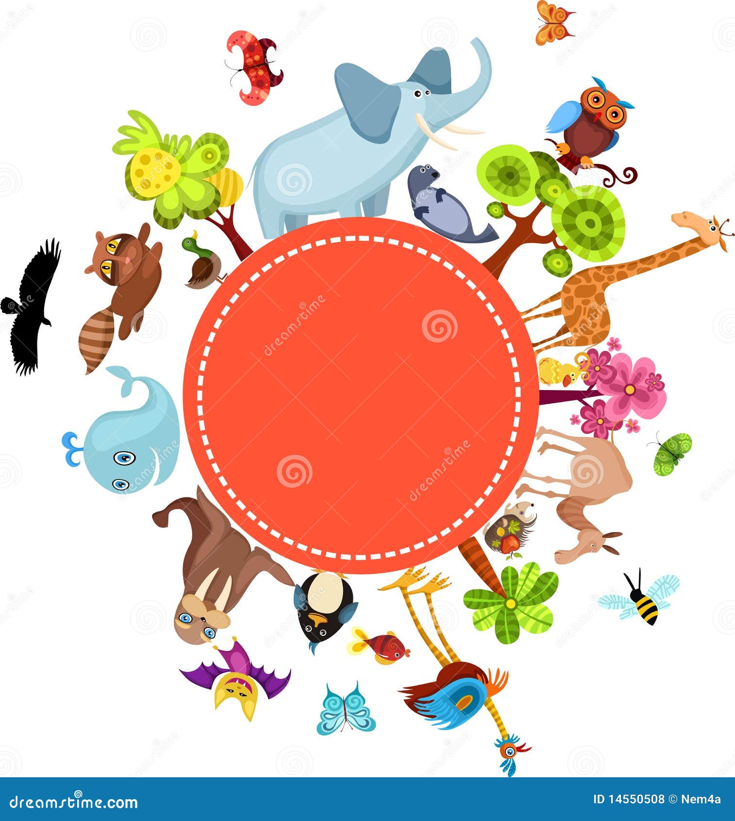 Animal card stock vector. Illustration of eagle, giraffe - 14550508