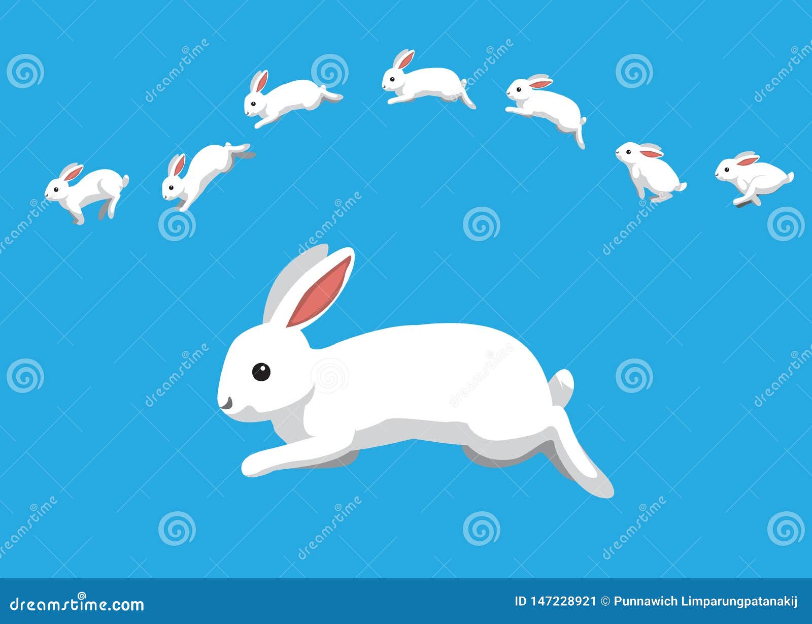 White Rabbit Jumping Motion Animation Sequence Cartoon Vector Illustration  Stock Vector - Illustration of bunny, breeds: 147228921