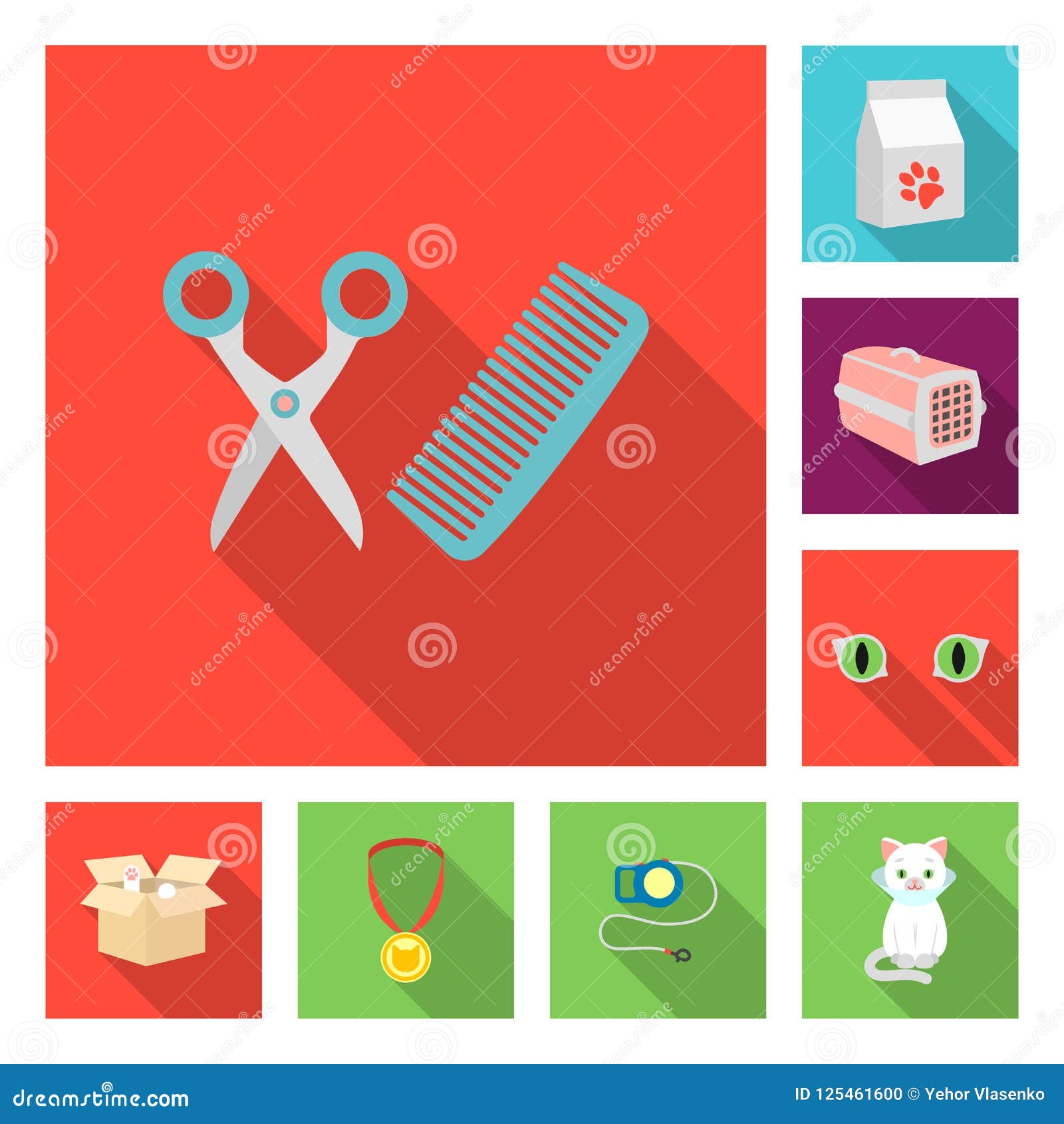 an animal cat flat icons in set collection for . caring for a cat   stock web .