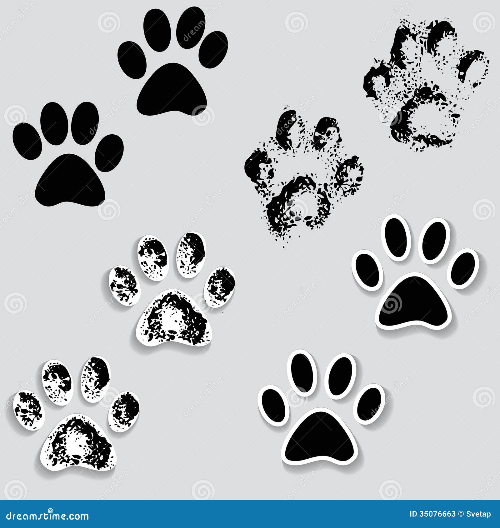 Animal Cat Track Feet with Shadow. Stock Vector - Illustration of puppy, print: 35076663