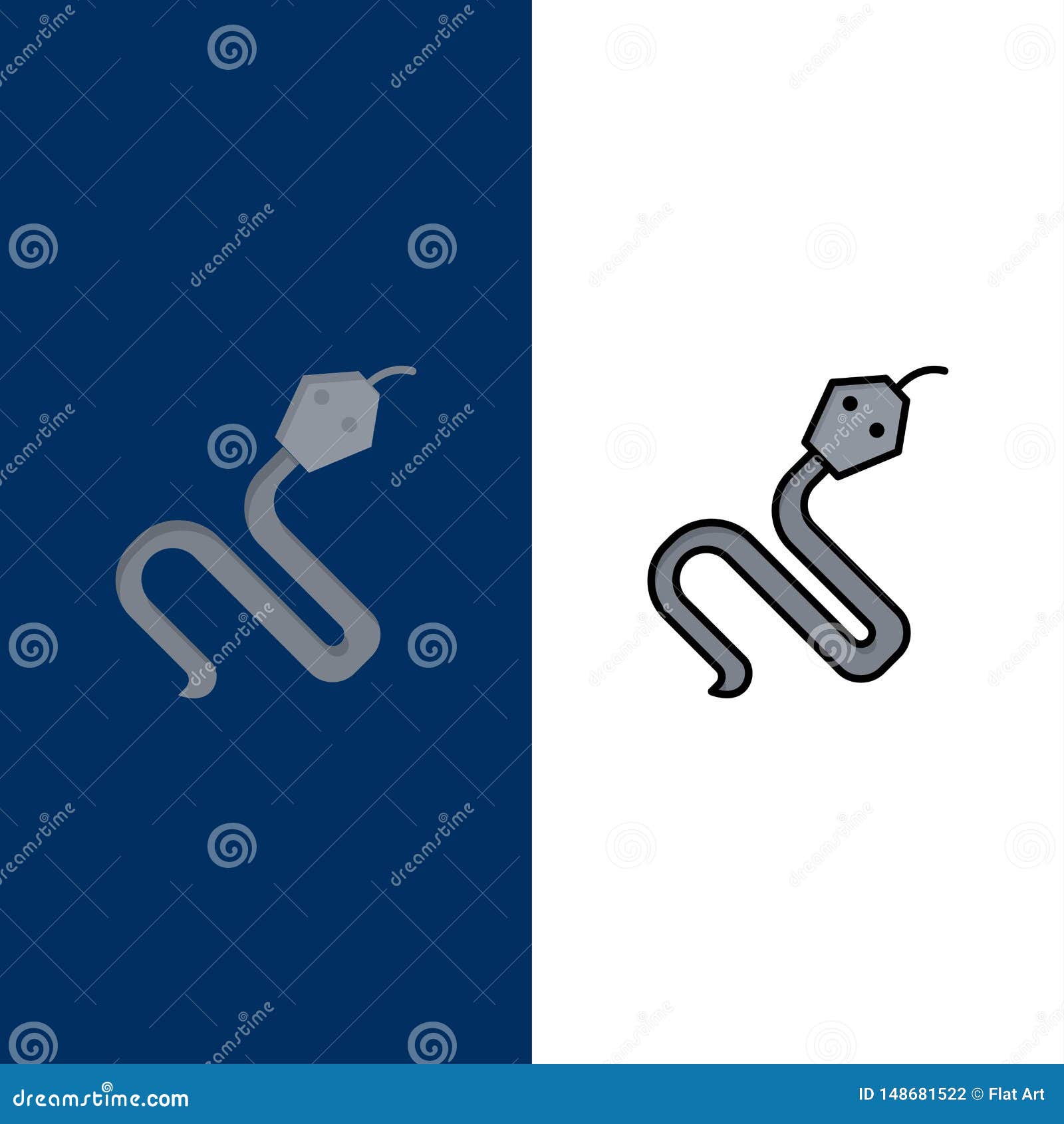 Animal, Cobra, India, King Icons. Flat and Line Filled Icon Set Vector Blue  Background Stock Vector - Illustration of danger, animal: 148681522