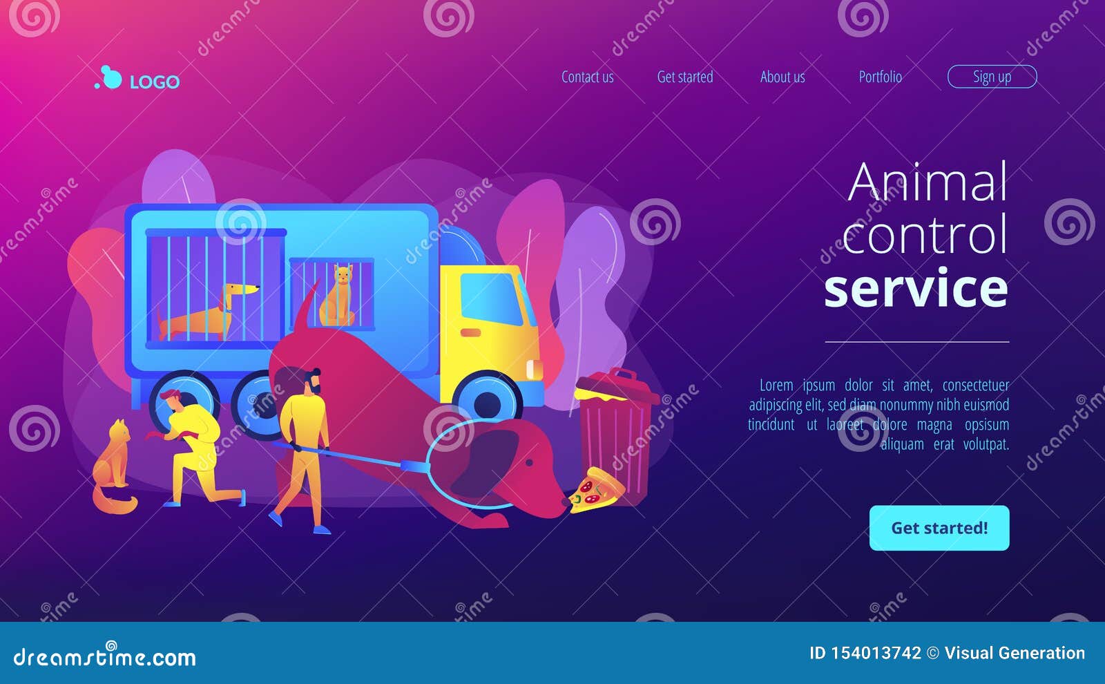 Download Animal Control Service Concept Landing Page Stock Vector - Illustration of hungry, officer ...