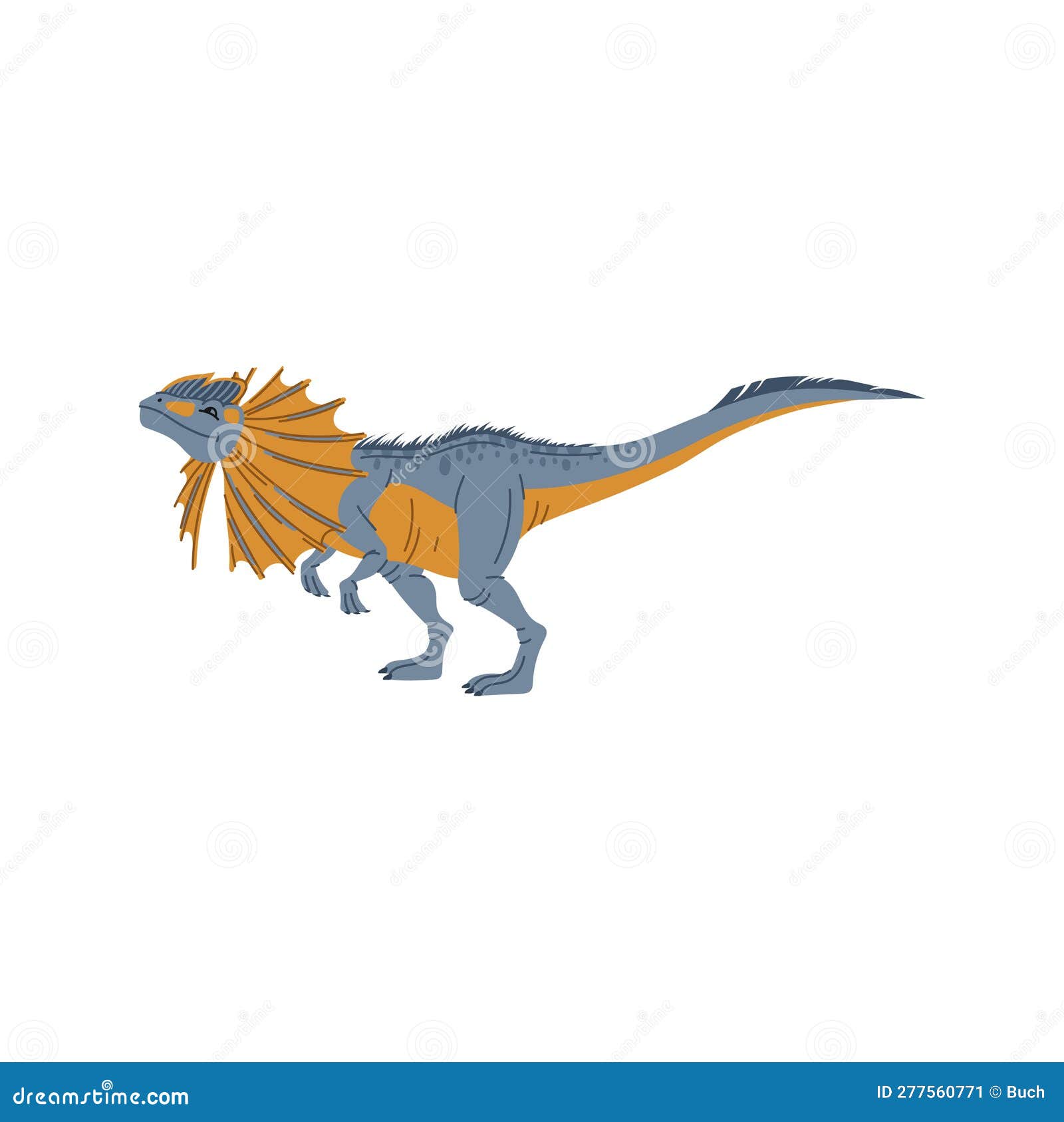 Vetor de personagem de dinossauro dilophosaurus de desenho animado