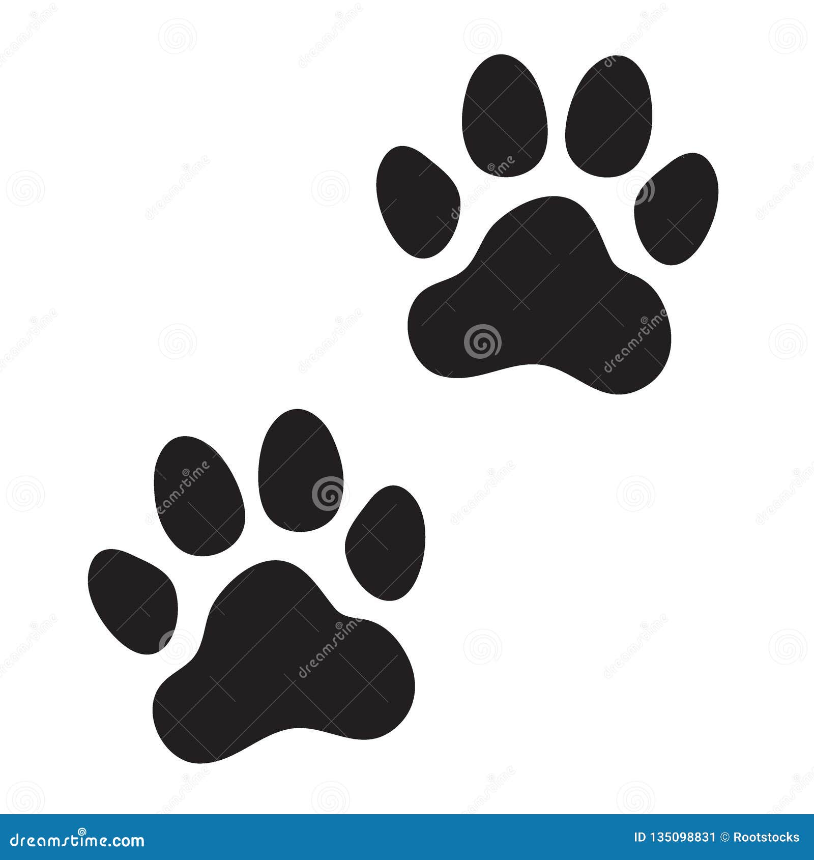 Animal dog, cat paw prints stock vector. Illustration of shape 135098831