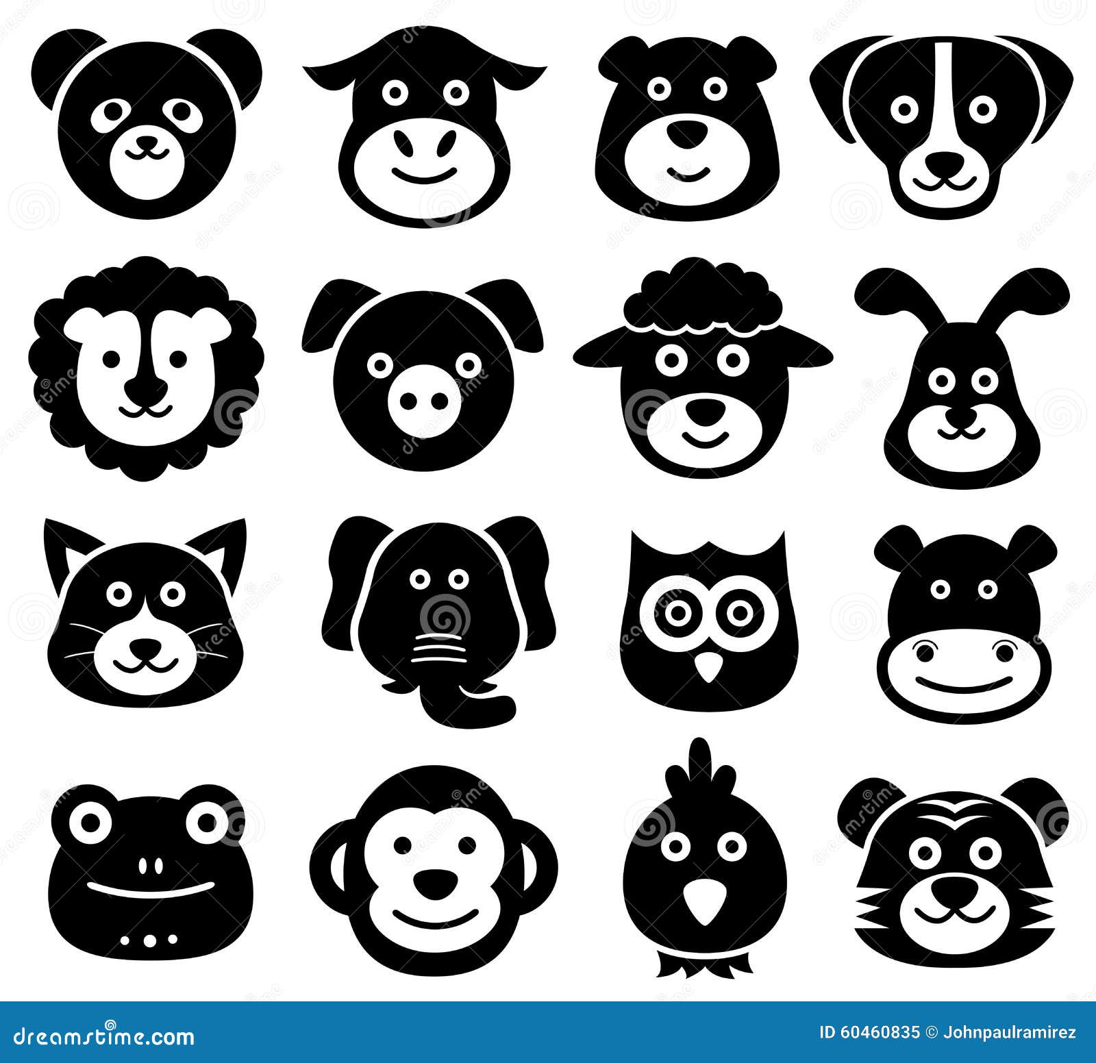 Animal Faces, Animal Icons, Silhouettes, Zoo, Nature Stock Vector - Illustration of graphic, farm: 60460835 Animal Faces, Animal Icons, Silhouettes, Zoo, Nature Stock Vector - Illustration of graphic, farm: 60460835