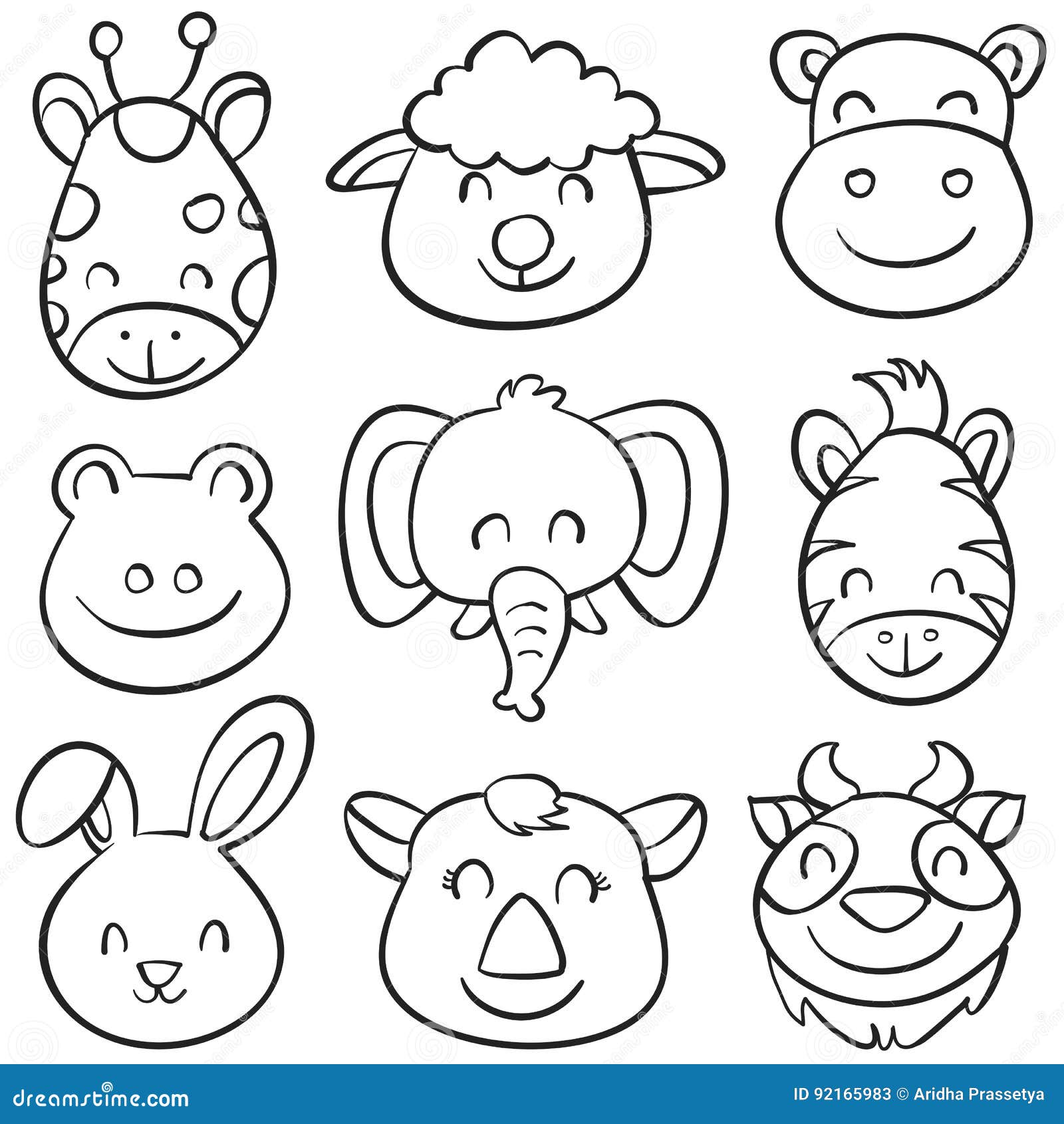 Animal Head Hand Draw Doodles Stock Vector - Illustration of cartoon ...
