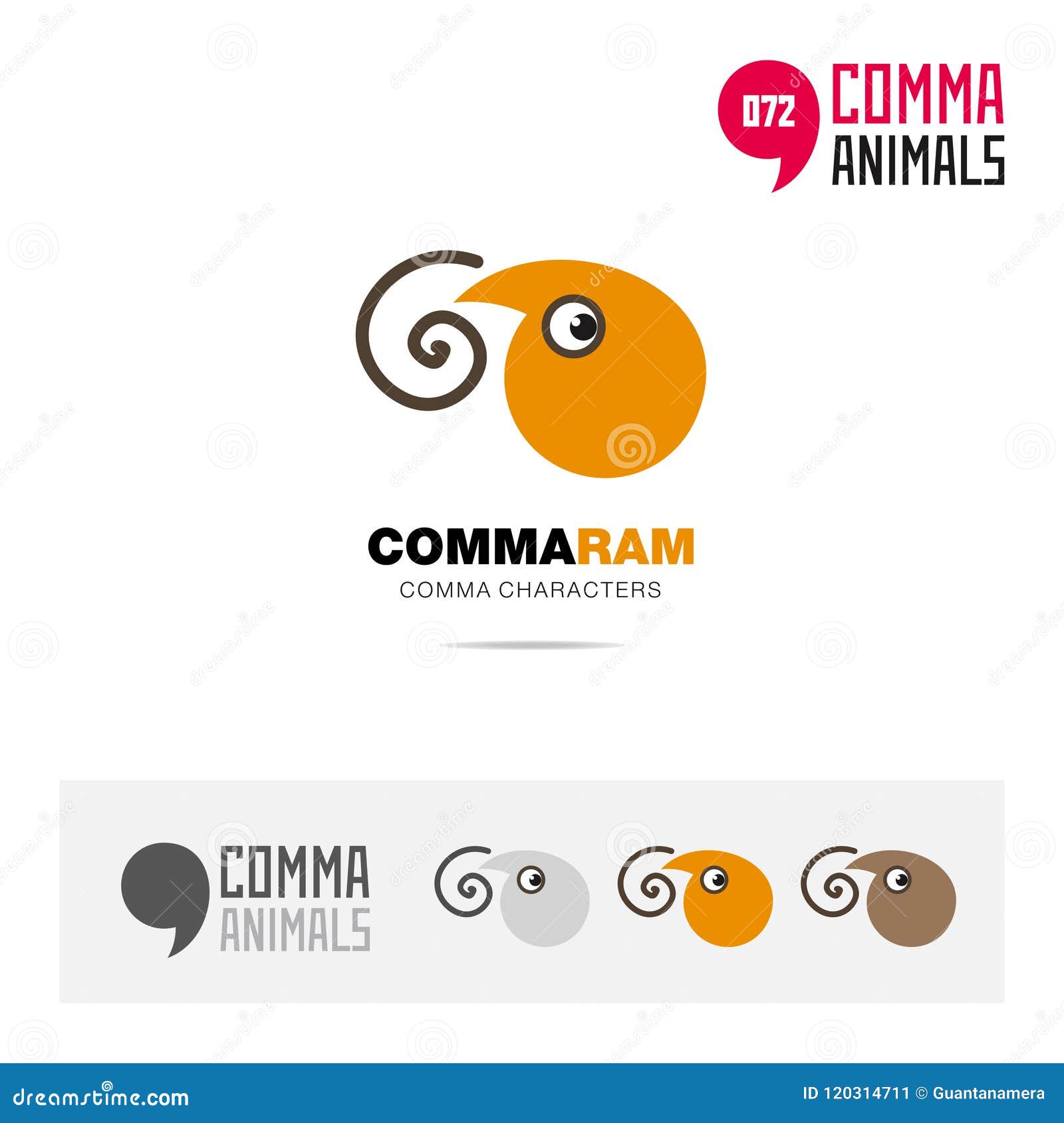 ram animal concept icon set and modern brand identity logo template and app  based on comma sign