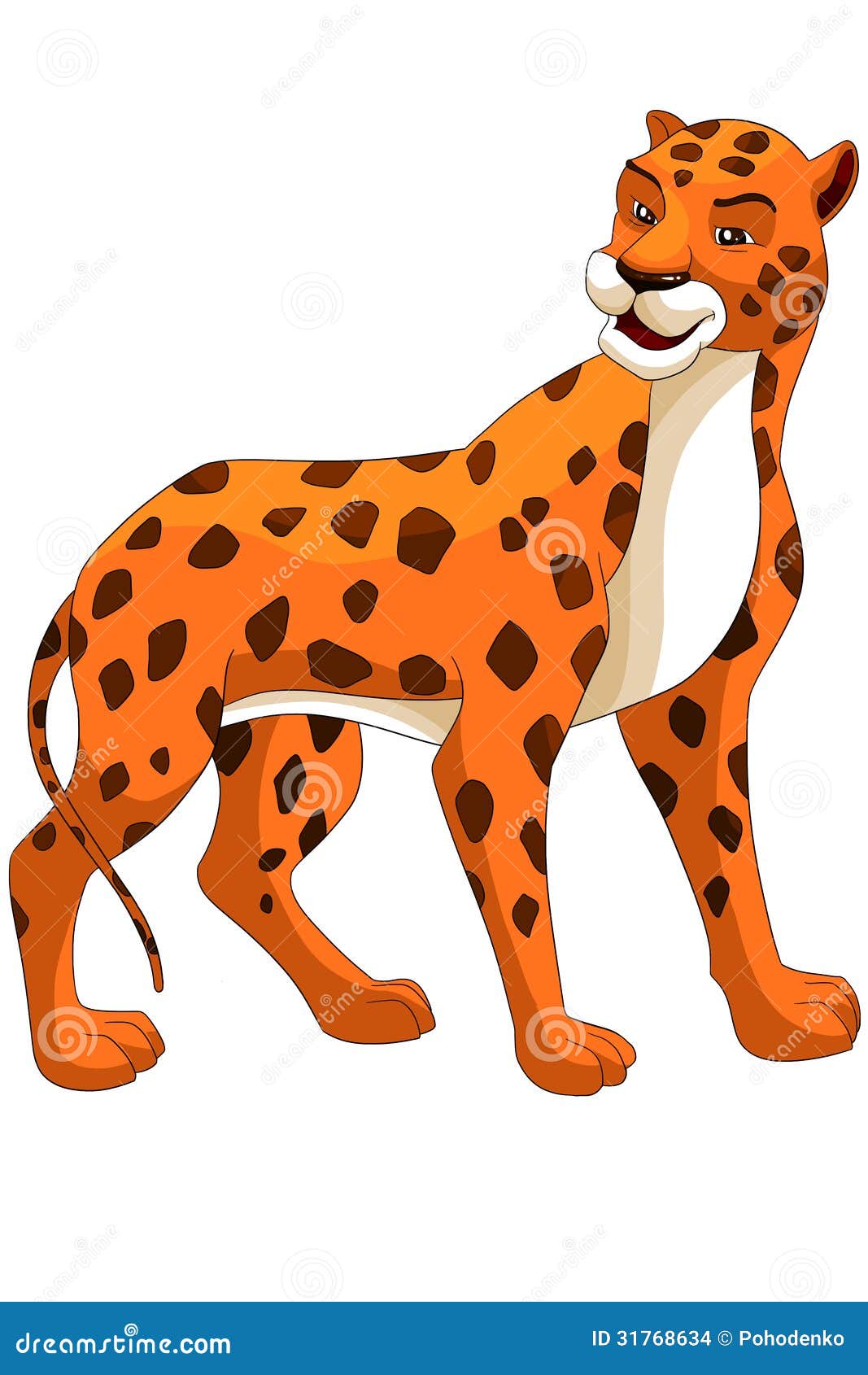 Animal Leopard Character Cartoon Style Illustration White Stock ...