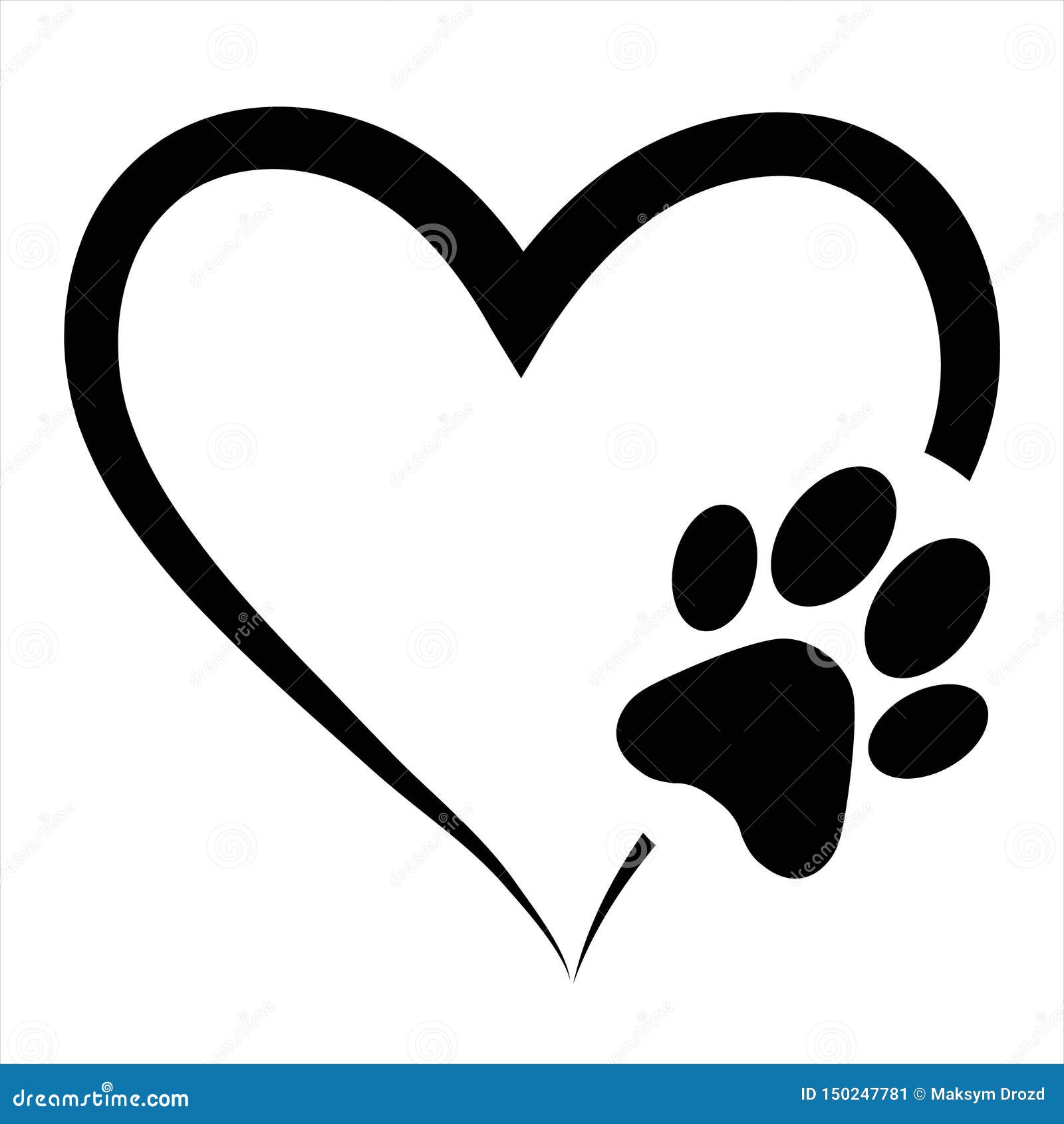 abstract cat icon with heart like animal love symbol, stock vect Stock  Vector