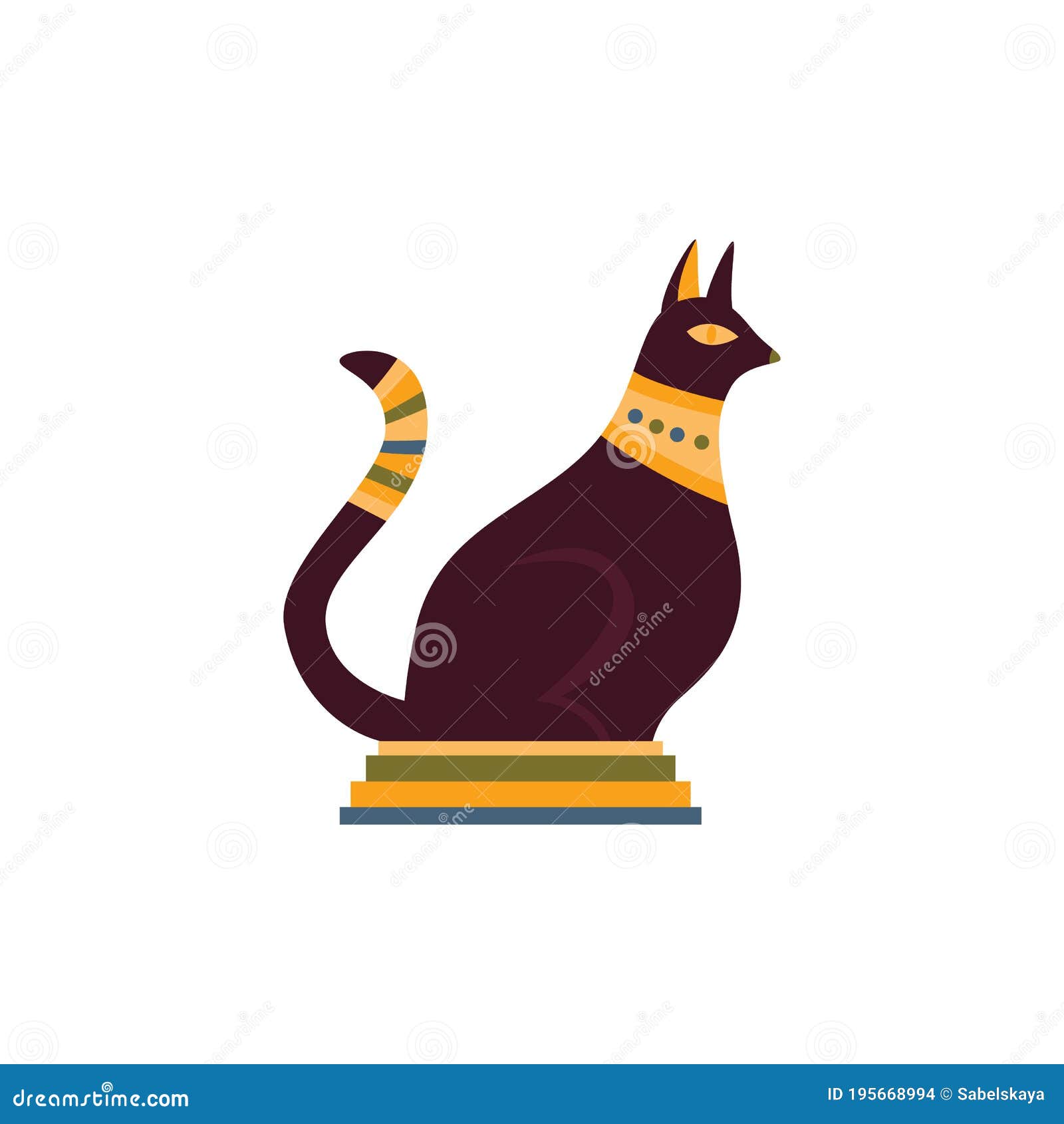 Gato egípcio. ilustração plana