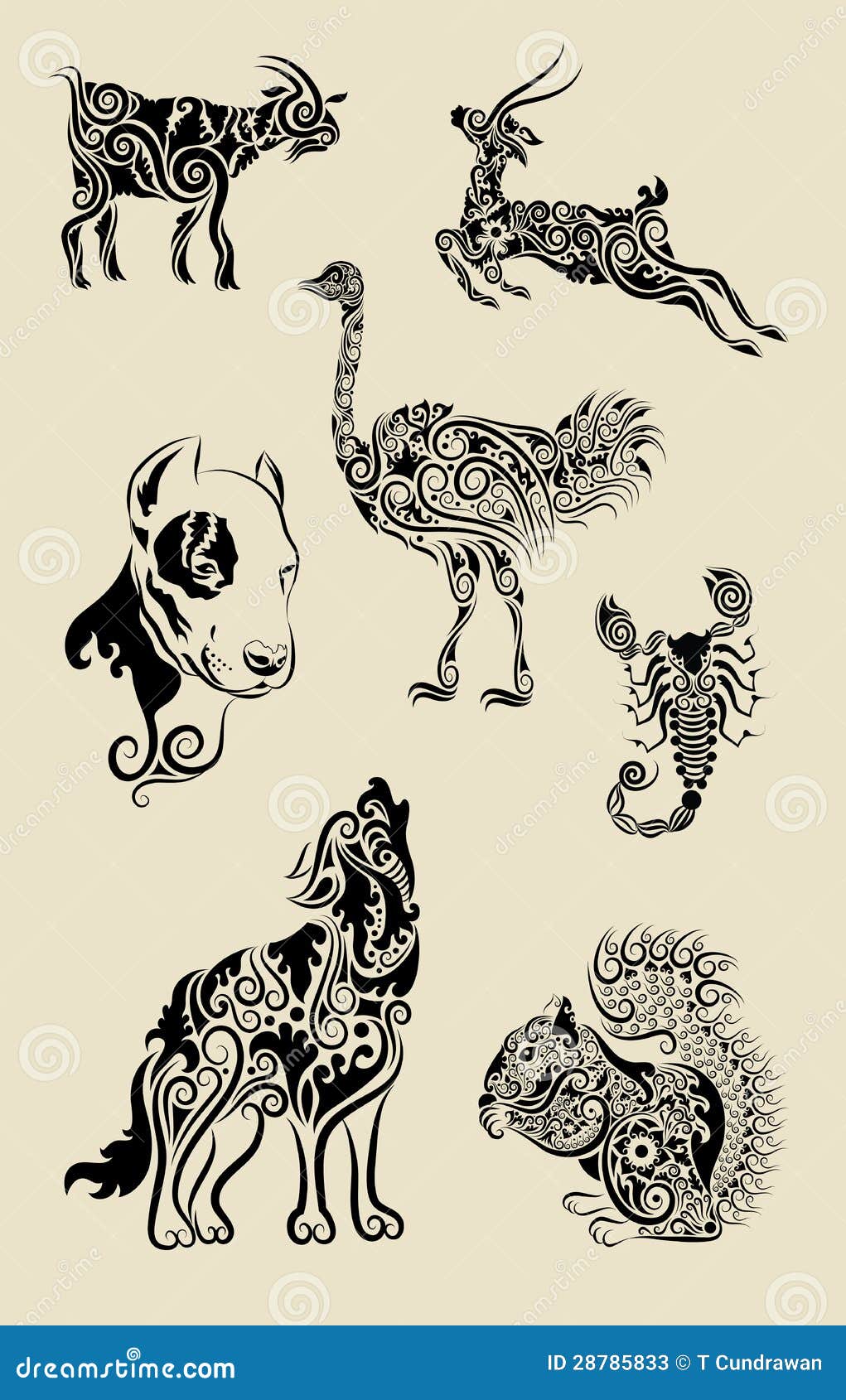 Animal ornaments set stock vector. Illustration of eating 28785833