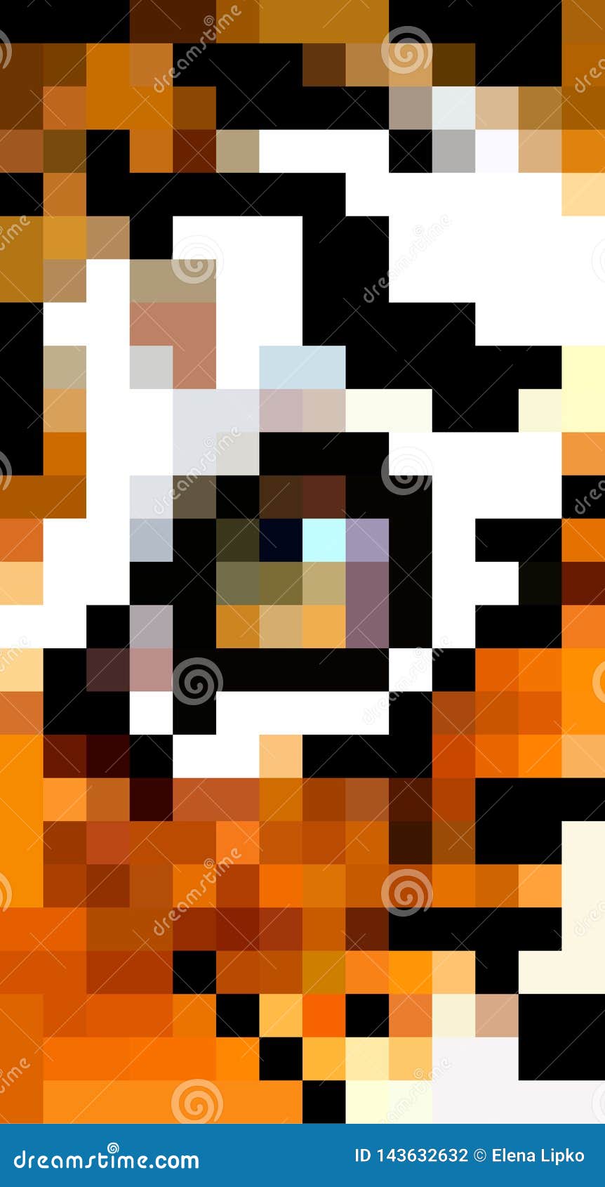 Animal Pixel Art Eye Of Tiger Pixel Illustration Stock