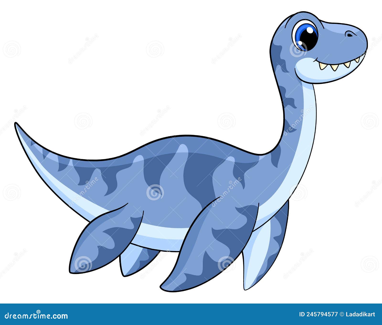 um pequeno e fofinho dinossauro azul bebê, desenho animal cartoon