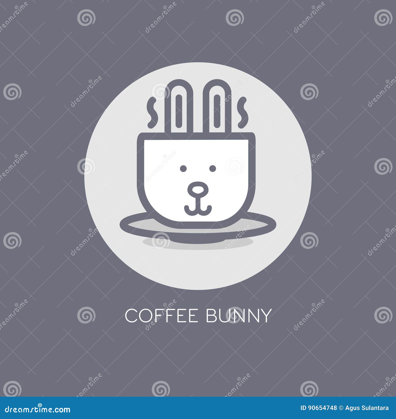 animal rabbit head hot coffee cup icon logo 