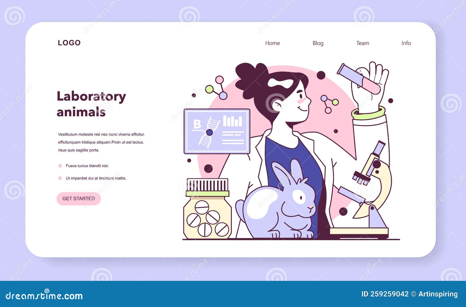 Animal Testing  Banner or Landing Page. Engineering Stock