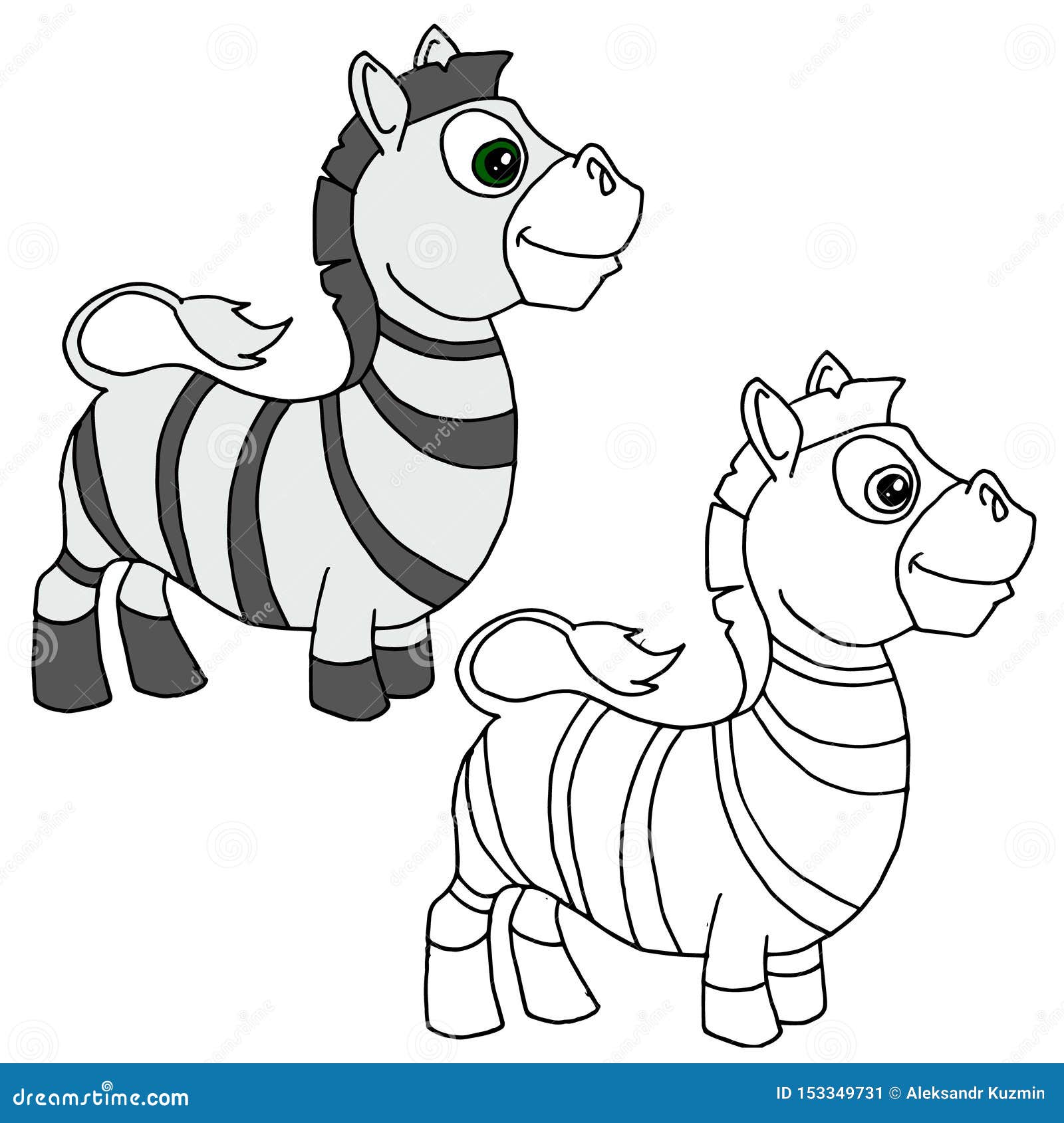 Animal Tirado Mão Para Pintar Com Amostra Zebra Dos Desenhos Animados  Ilustração do Vetor - Ilustração de bebê, branco: 153349731