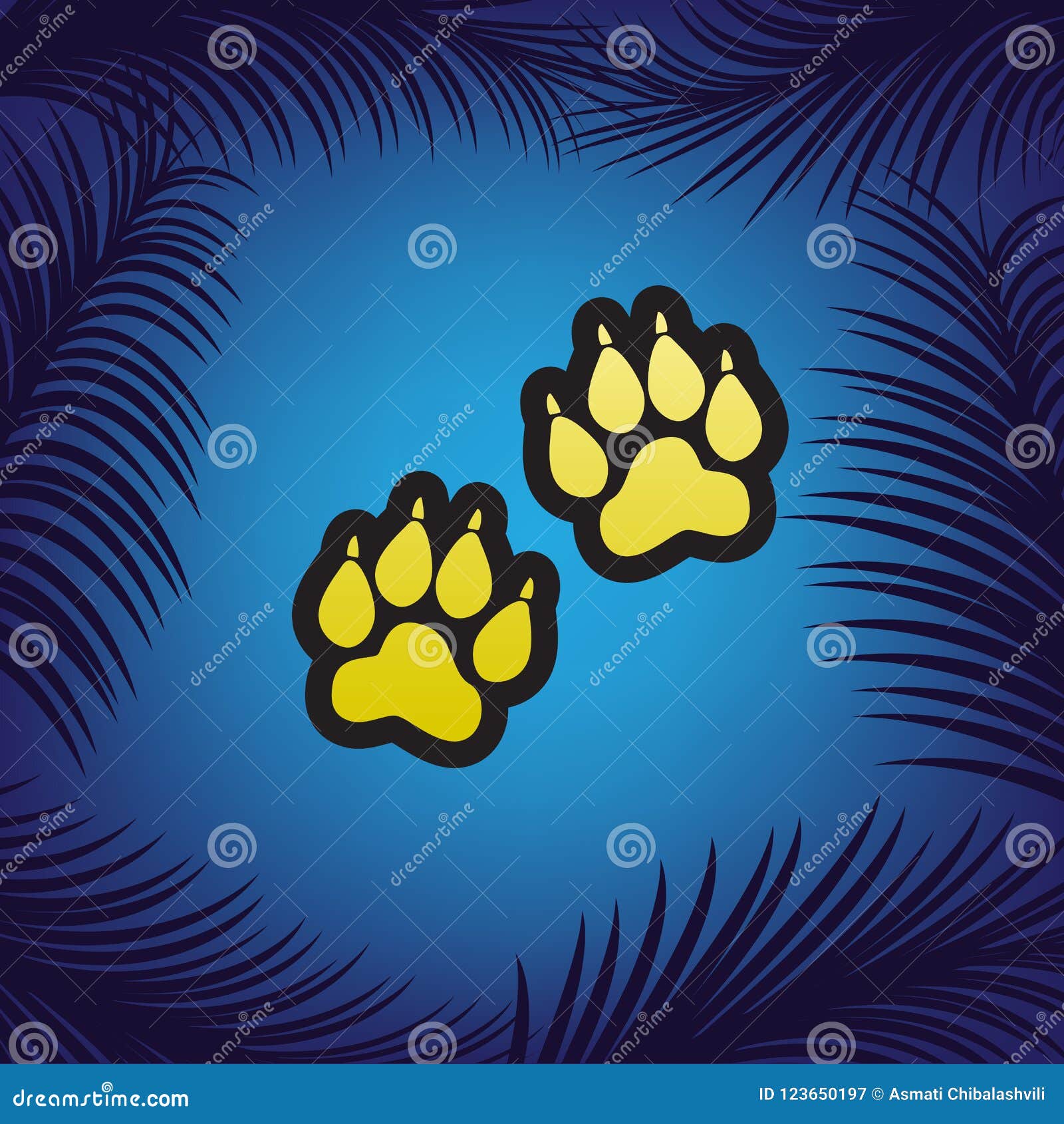 Download Animal Tracks Sign. Vector. Golden Icon With Black Contour ...
