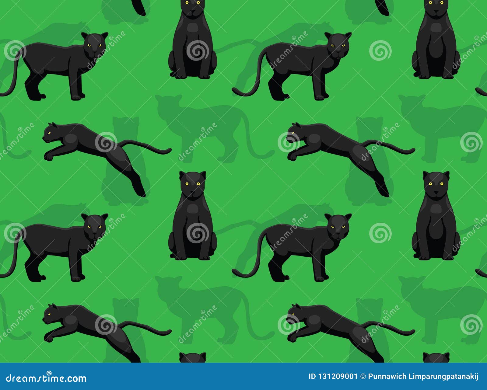 Black Panther Jumping Cartoon Background Seamless Wallpaper Stock Vector -  Illustration of leopard, endangered: 131209001