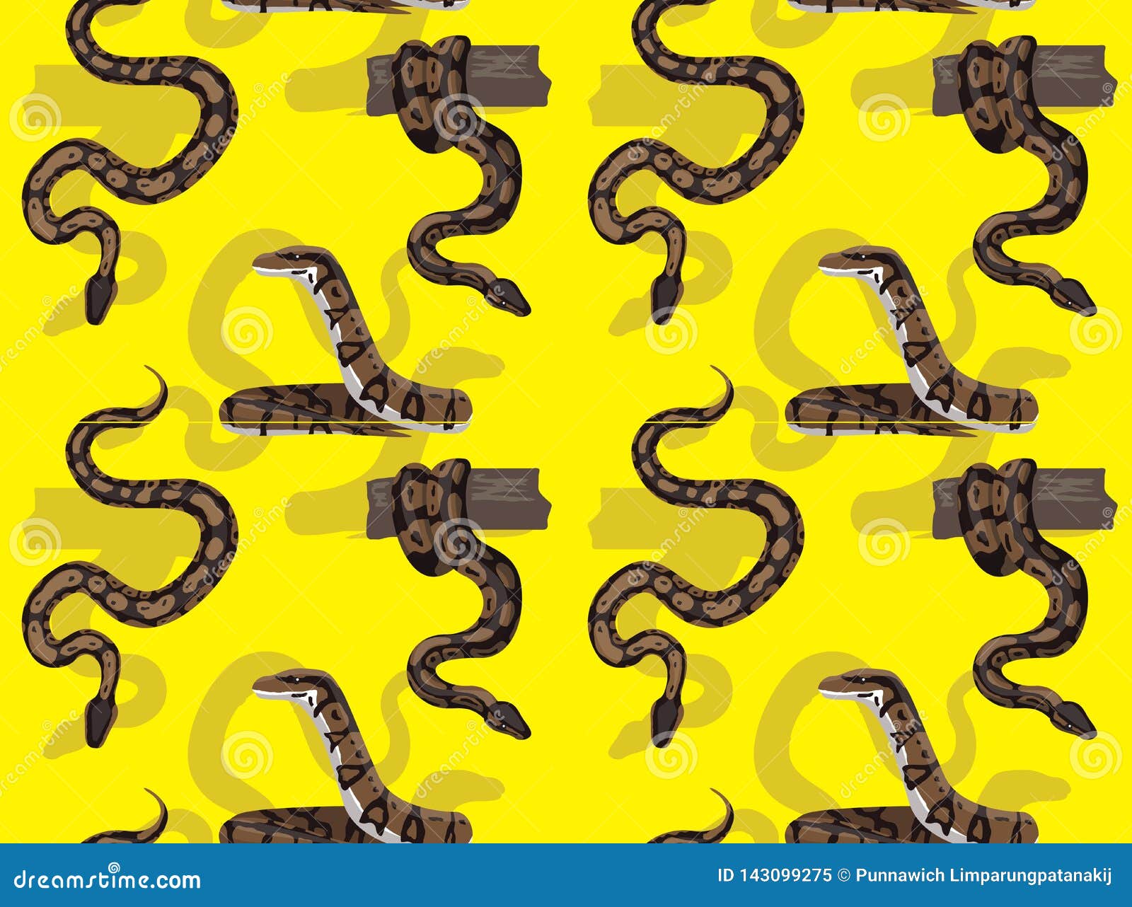 Snake Royal Python Cartoon Background Seamless Wallpaper Stock Vector