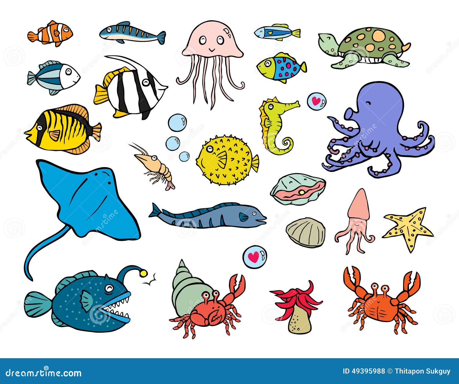 Animales acuáticos ilustración del vector. Ilustración de animales -  49395988