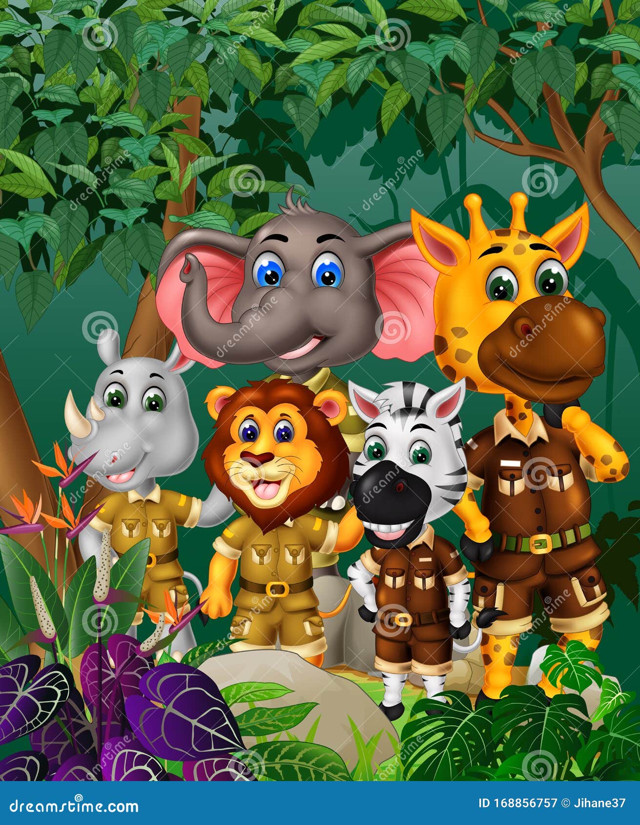 Animales De Vida Silvestre En Bosque Con Dibujo De Flores Tropicales Stock de ilustración - Ilustración de creativo, feliz: 168856757 Animales De Vida Silvestre En Bosque Con Dibujo De Flores Tropicales Stock de ilustración - Ilustración de creativo, feliz: 168856757