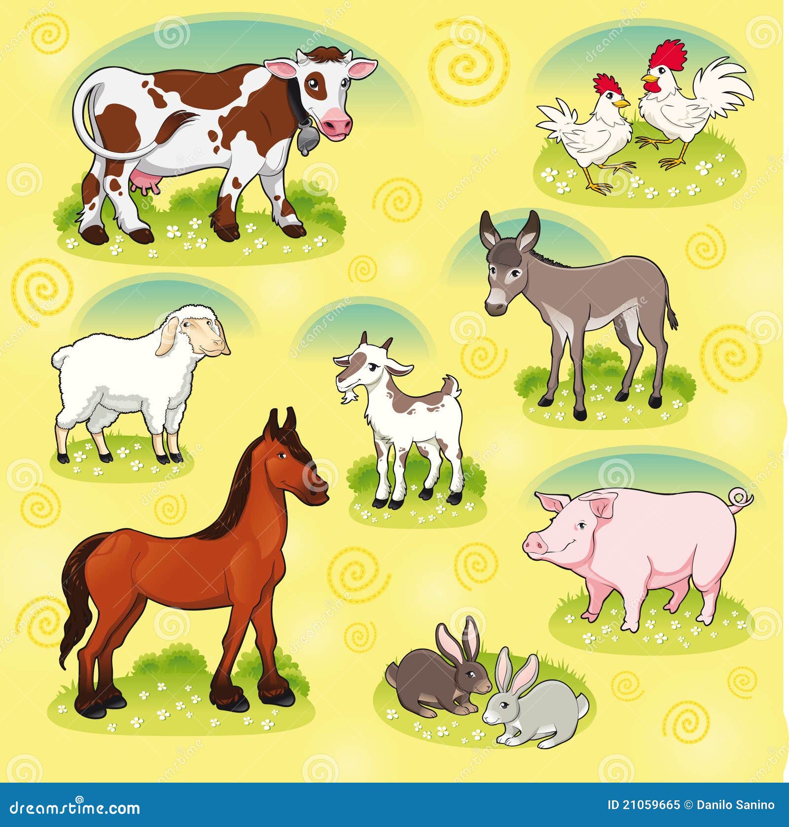 Animales del campo. ilustración del vector. Ilustración de color - 21059665