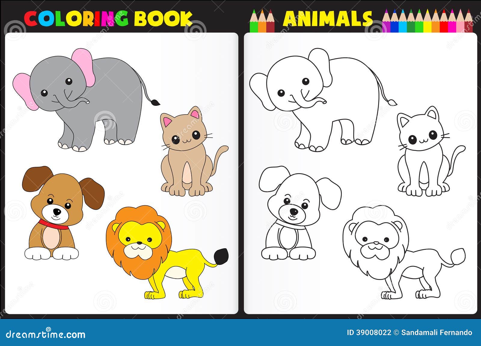 Animales Del Libro De Colorear Ilustración del Vector - Ilustración de