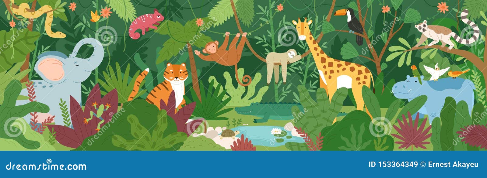 Animales Exóticos Adorables En Bosque O Selva Tropical Tropical Por Completo De Palmeras Y De Lianas Flora Y Fauna De Las Zonas T Ilustración del Vector - Ilustración de travieso, flora: 153364349 Animales Exóticos Adorables En Bosque O Selva Tropical Tropical Por Completo De Palmeras Y De Lianas Flora Y Fauna De Las Zonas T Ilustración del Vector - Ilustración de travieso, flora: 153364349