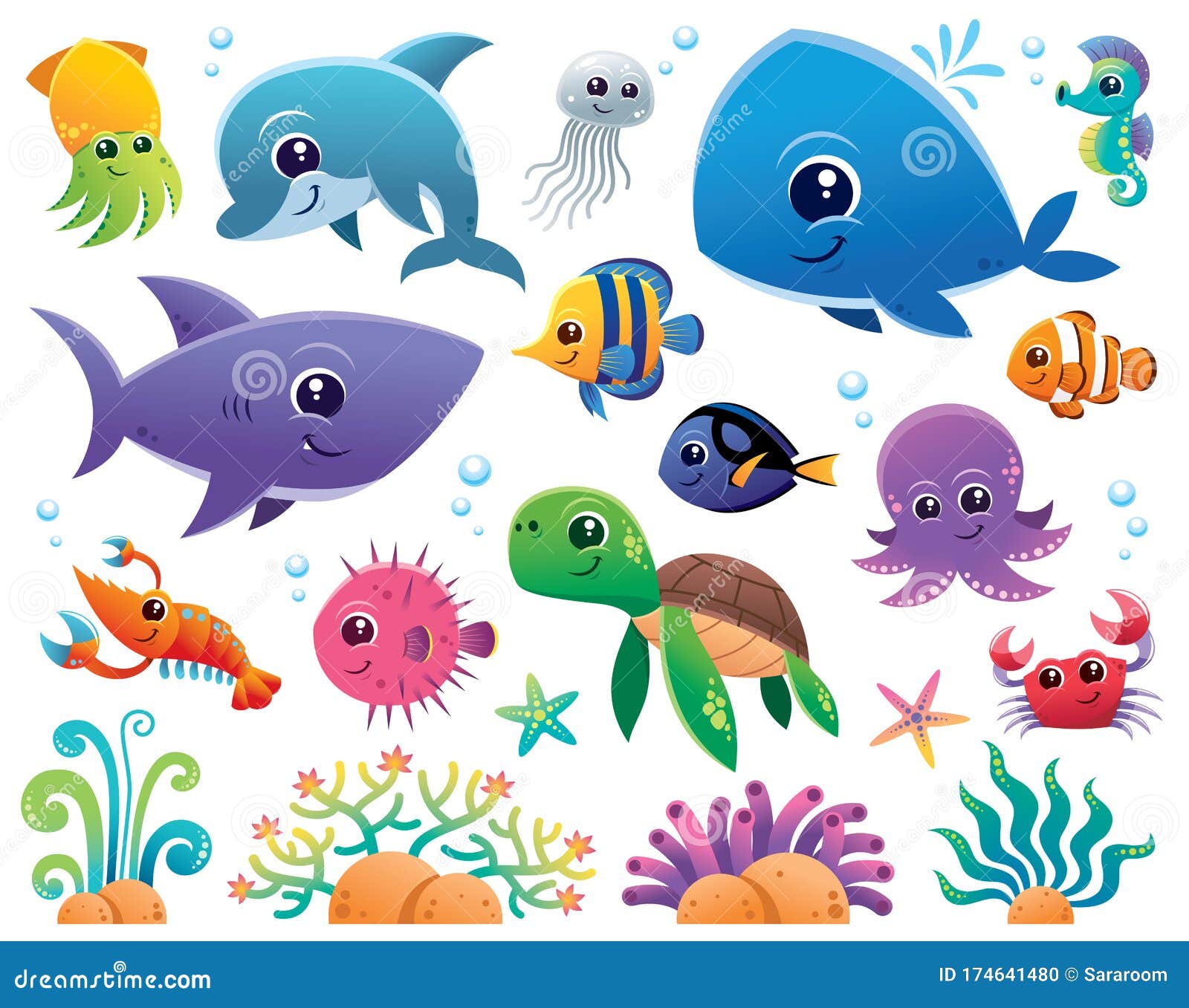 Animales marinos ilustración del vector. Ilustración de estrella - 174641480 Animales marinos ilustración del vector. Ilustración de estrella - 174641480