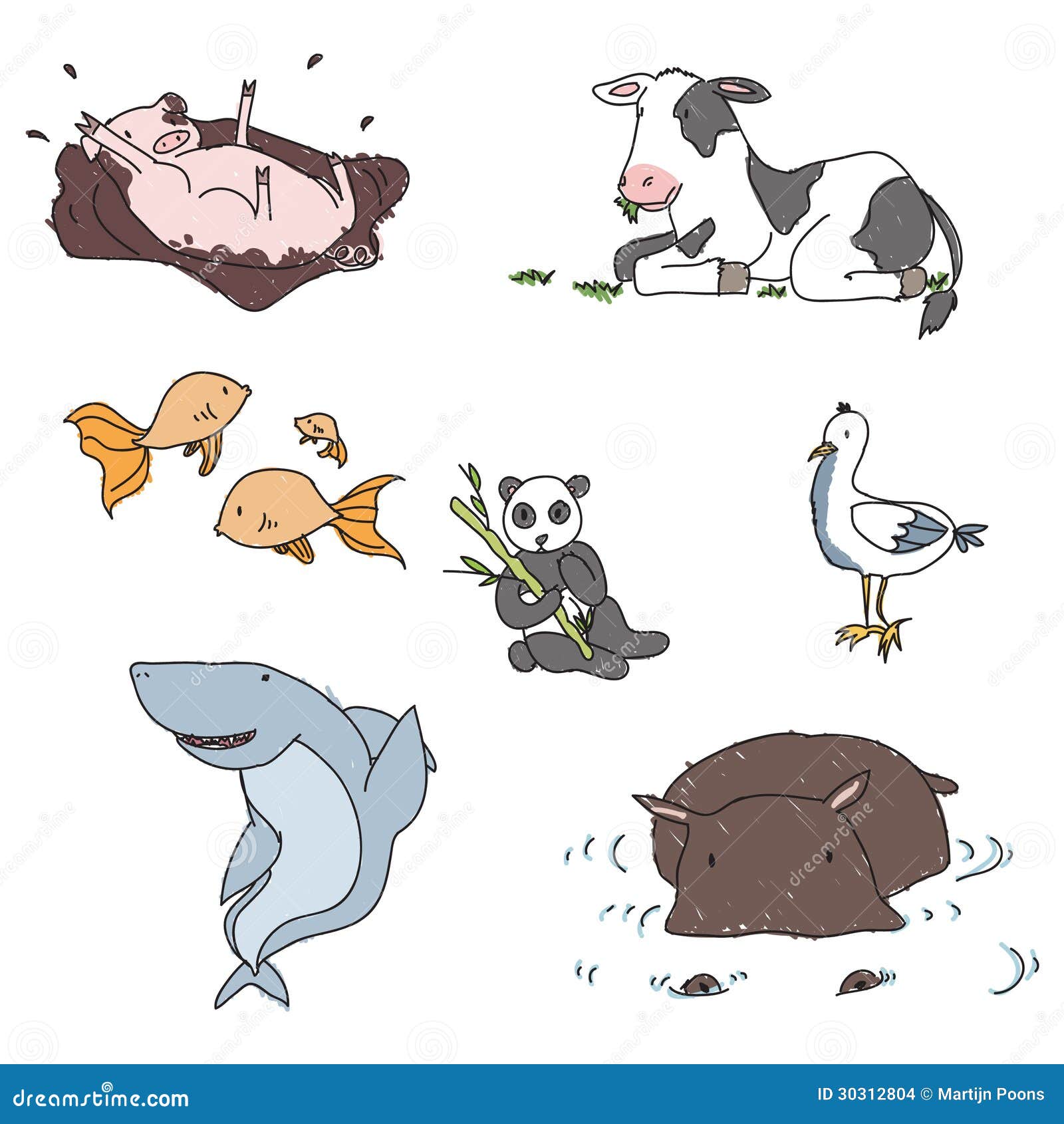 Animali Disegnati A Mano Illustrazione Vettoriale Illustrazione Di Immagine