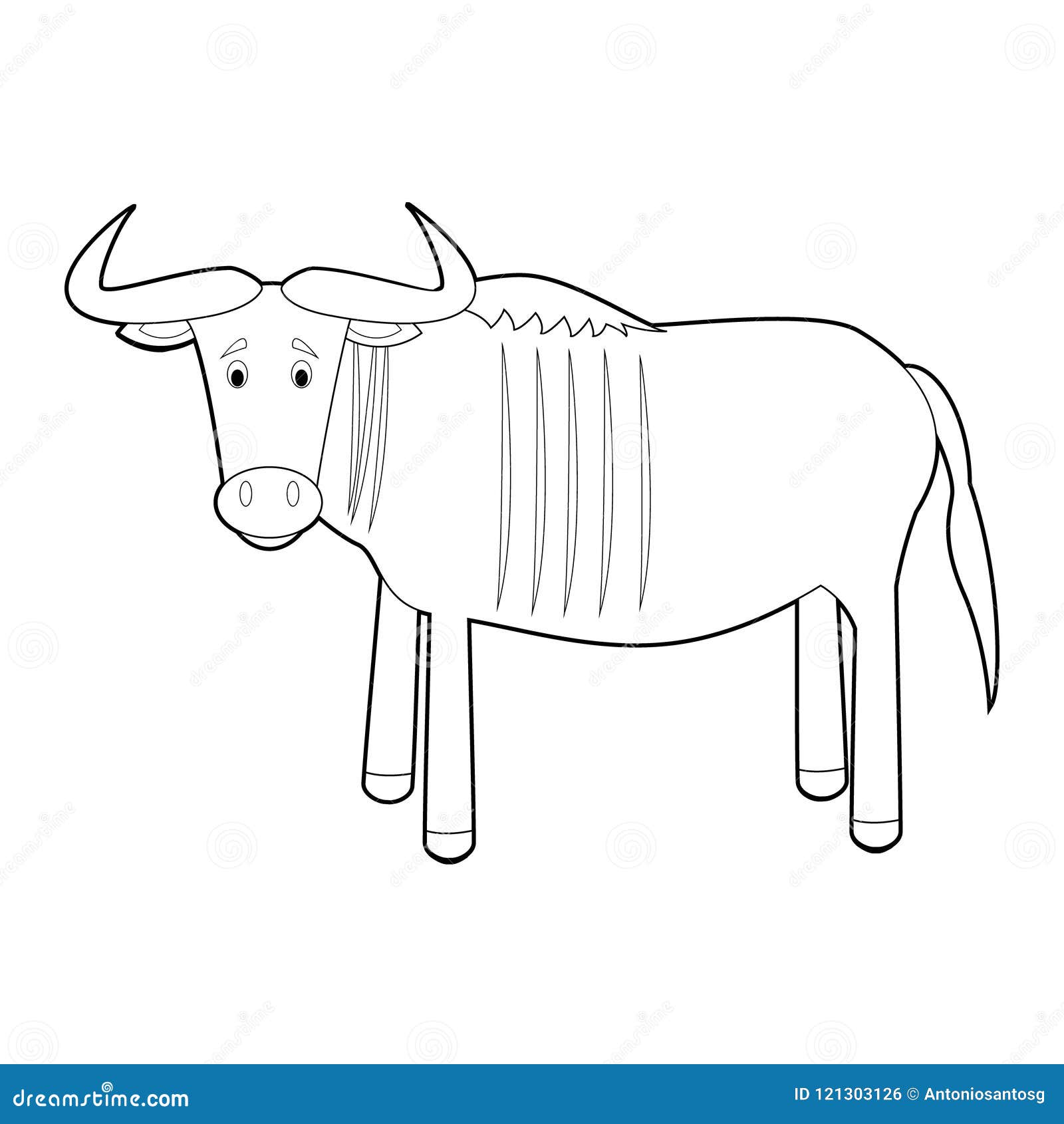 Animali Facili Di Coloritura Per I Bambini Gnu Illustrazione Vettoriale Illustrazione Di Zoccolo Coloring