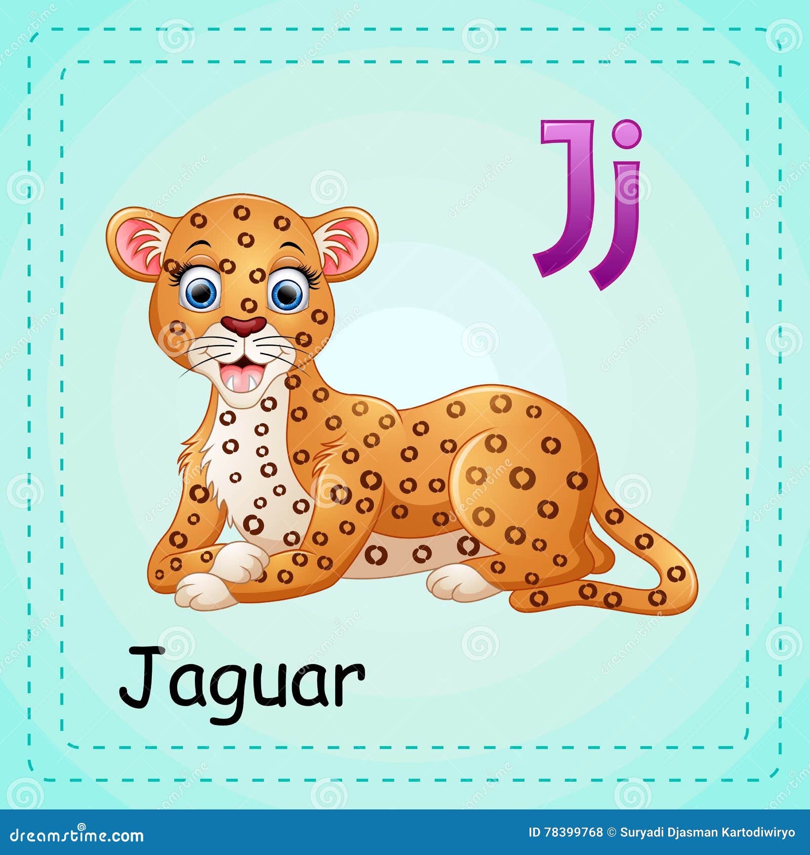 Animals Alphabet: J is for Jaguar Stock Vector - Illustration of happy ...