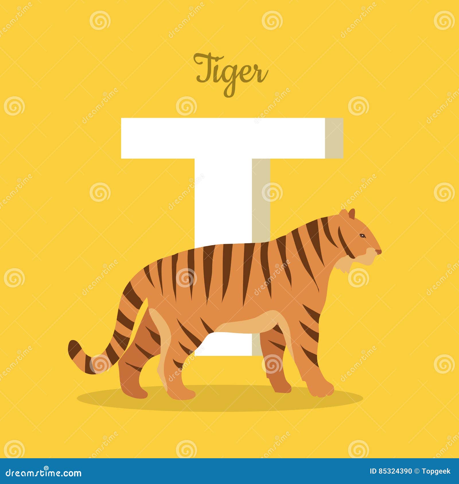 Animals Alphabet. Letter - T Stock Vector - Illustration of nature, cute:  85324390