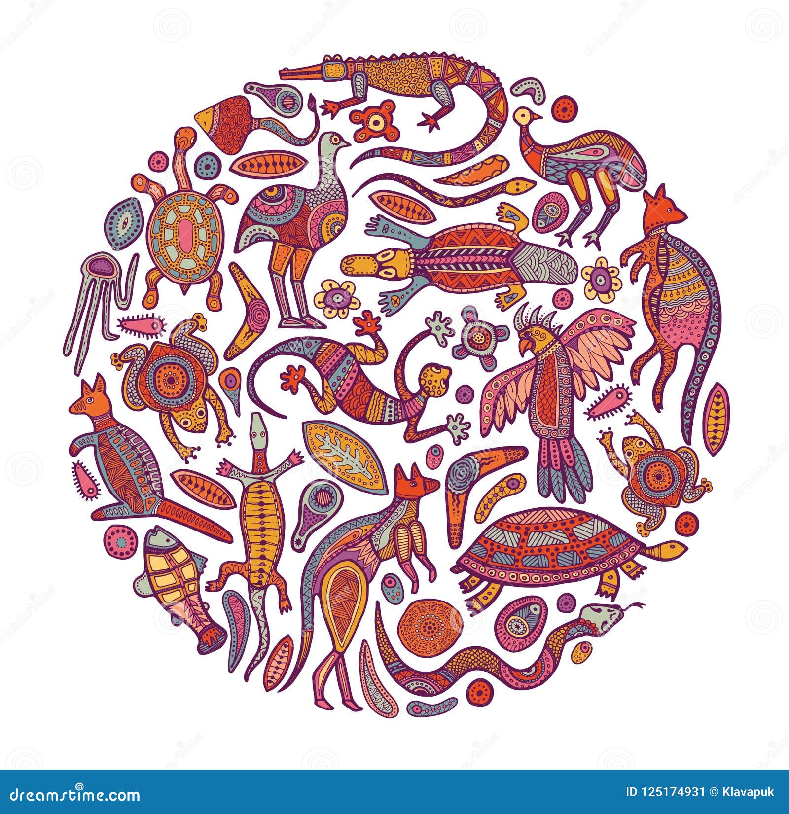 Download Animals Drawings Aboriginal Australian Style. Vector ...