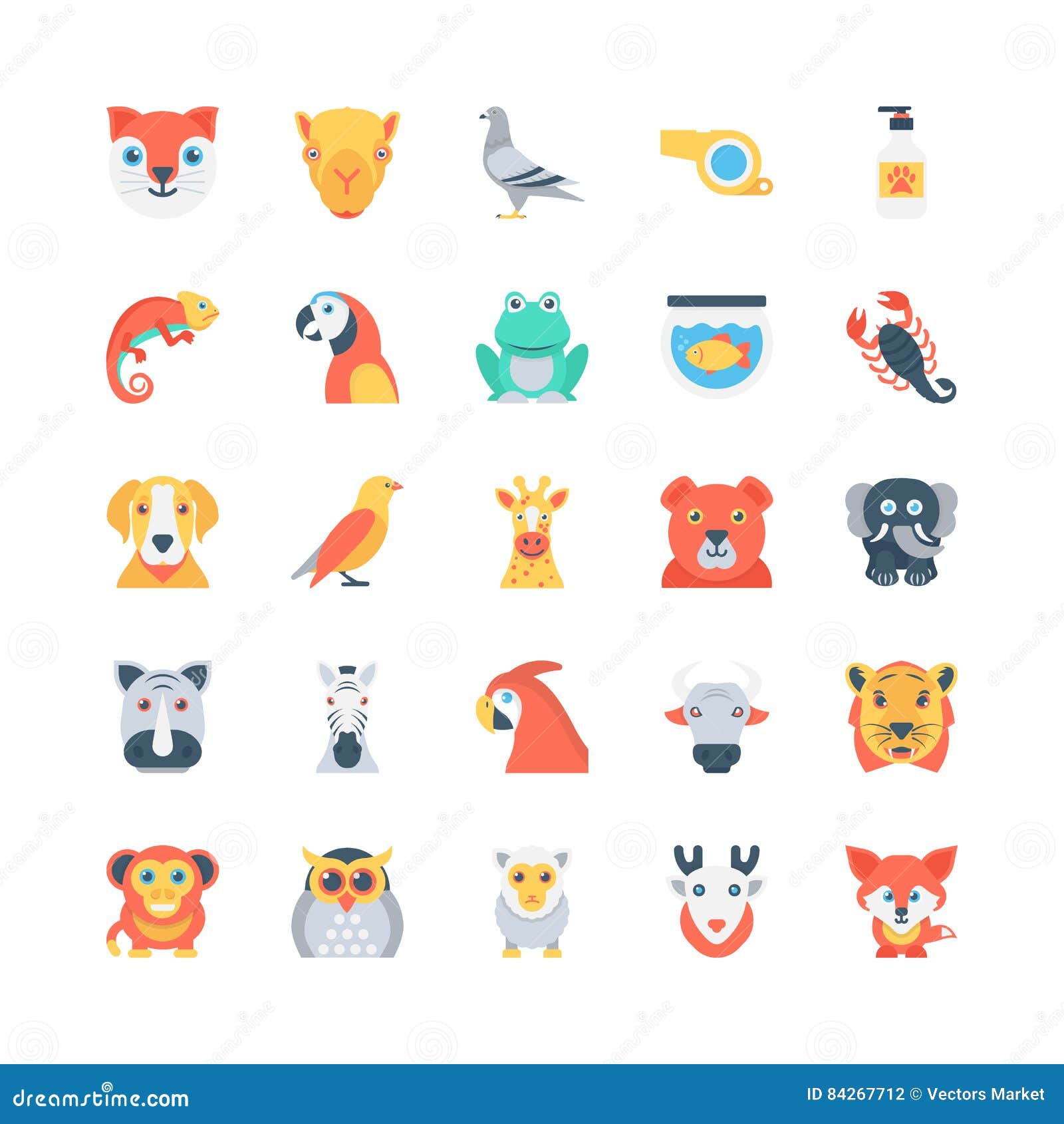 animals and birds colored  icons 2