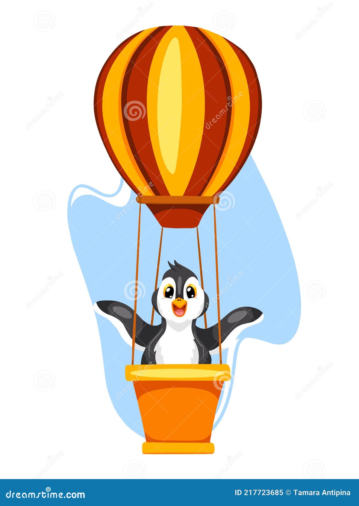 Animals Character Penguin in Hot Air Balloon in Cartoon Style Stock Vector  - Illustration of winter, antarctic: 217723685