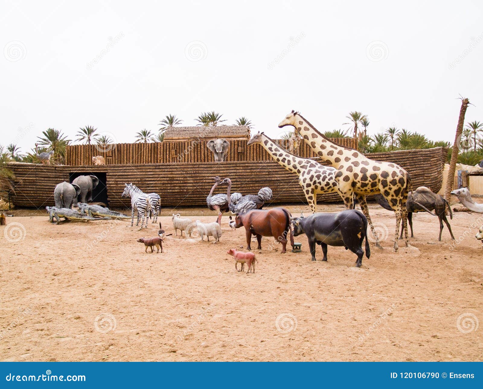 The Animals Climb on Noah S Ark, Prehistoric Park in Tunisia, To Stock  Photo - Image of isolated, elephant: 120106790